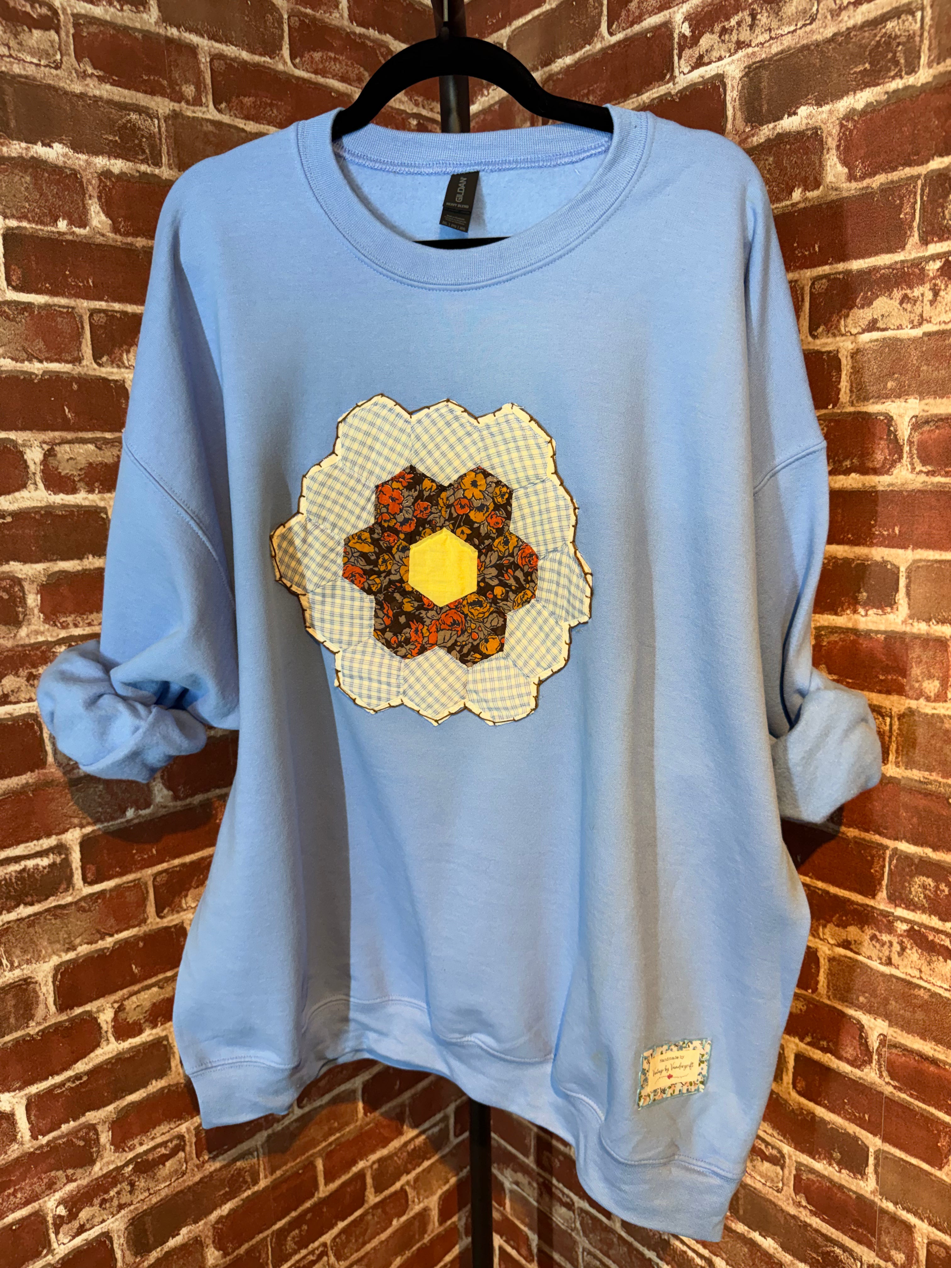 Light Blue Quilted Sweatshirt - 2XLarge