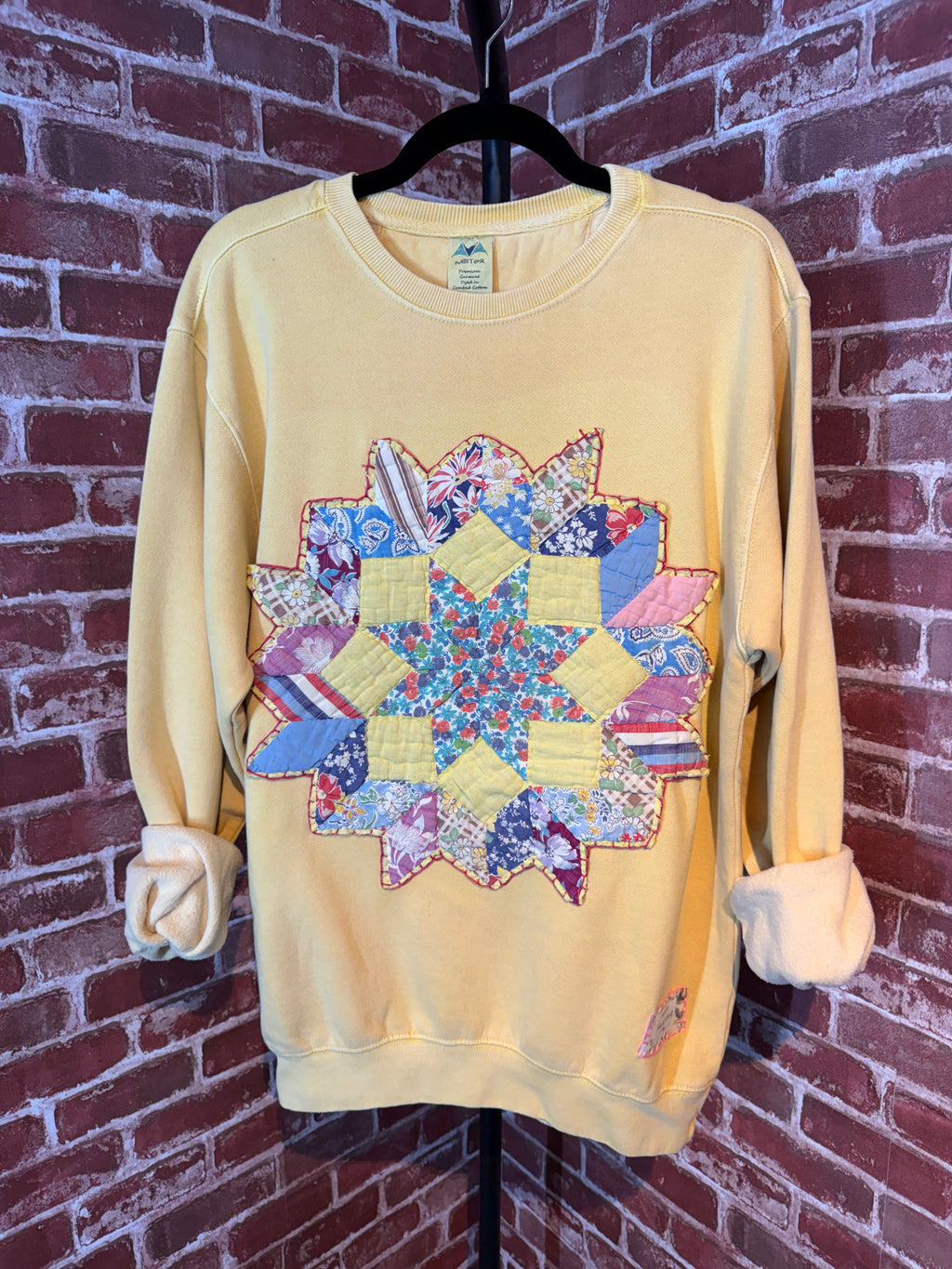 Yellow Quilted Sweatshirt -Medium