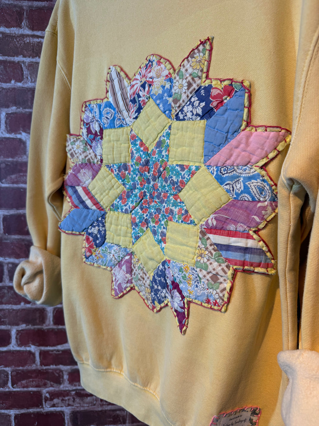 Yellow Quilted Sweatshirt -Medium