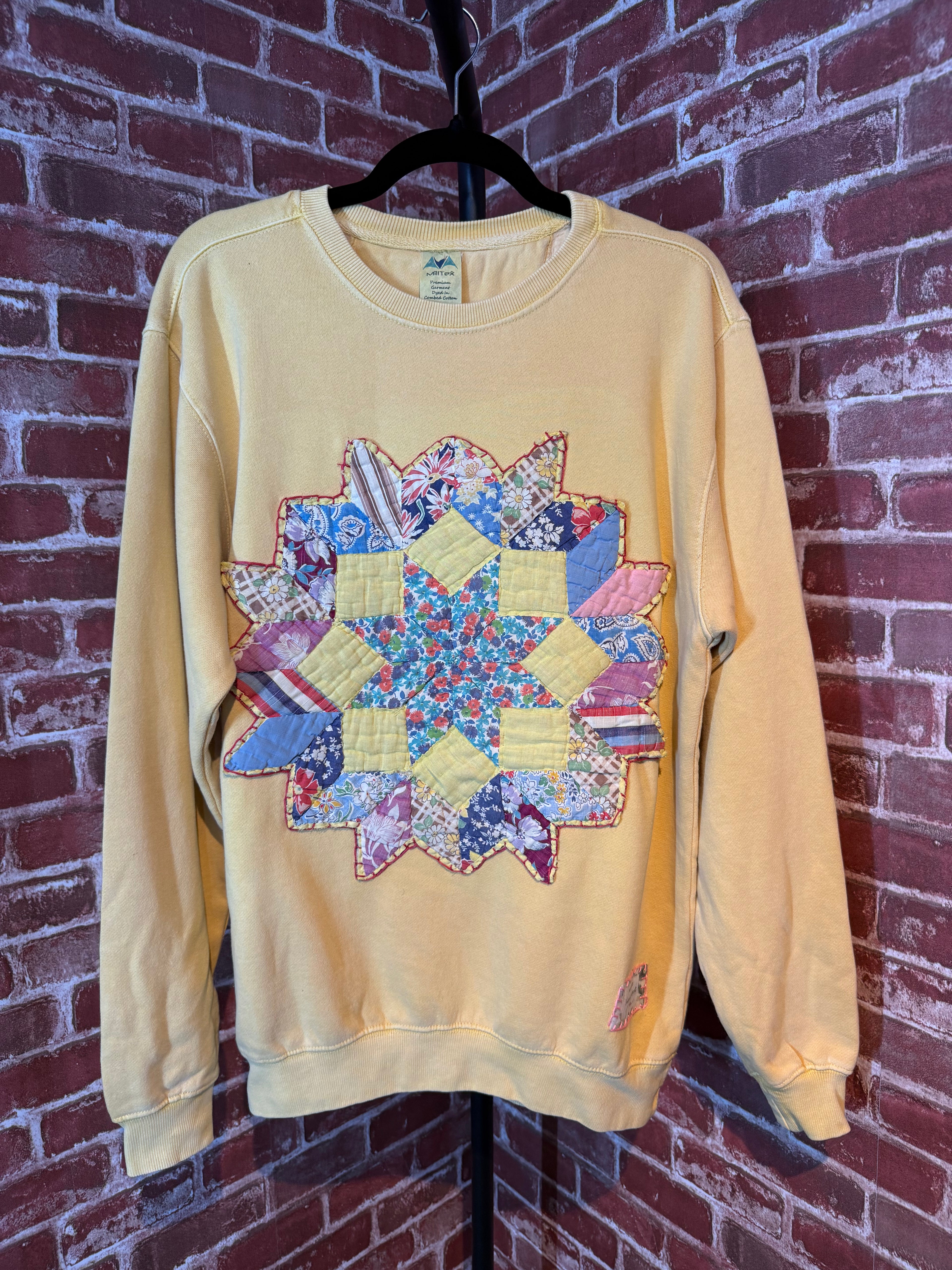Yellow Quilted Sweatshirt -Medium