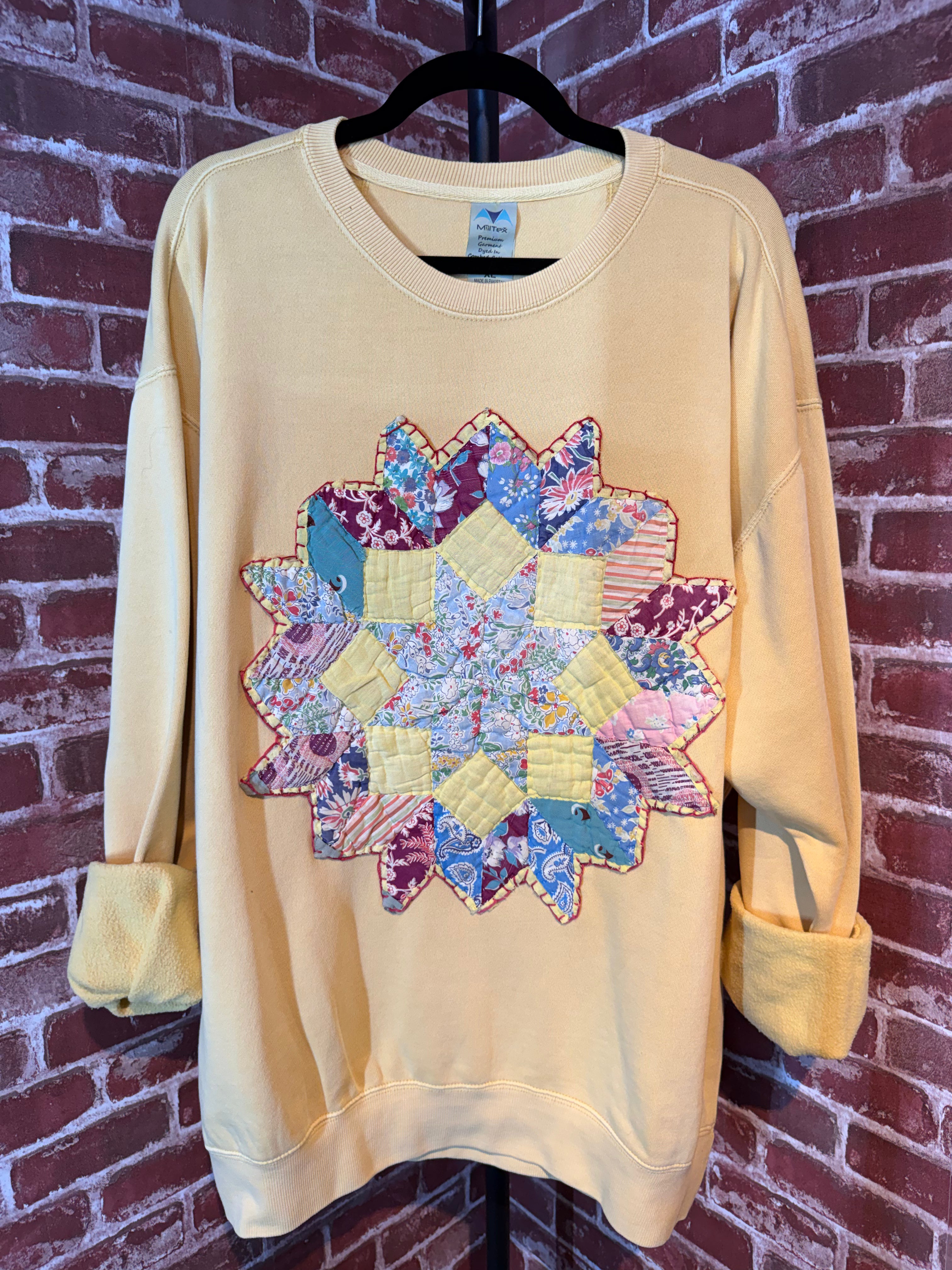 Yellow Quilted Sweatshirt -XLarge