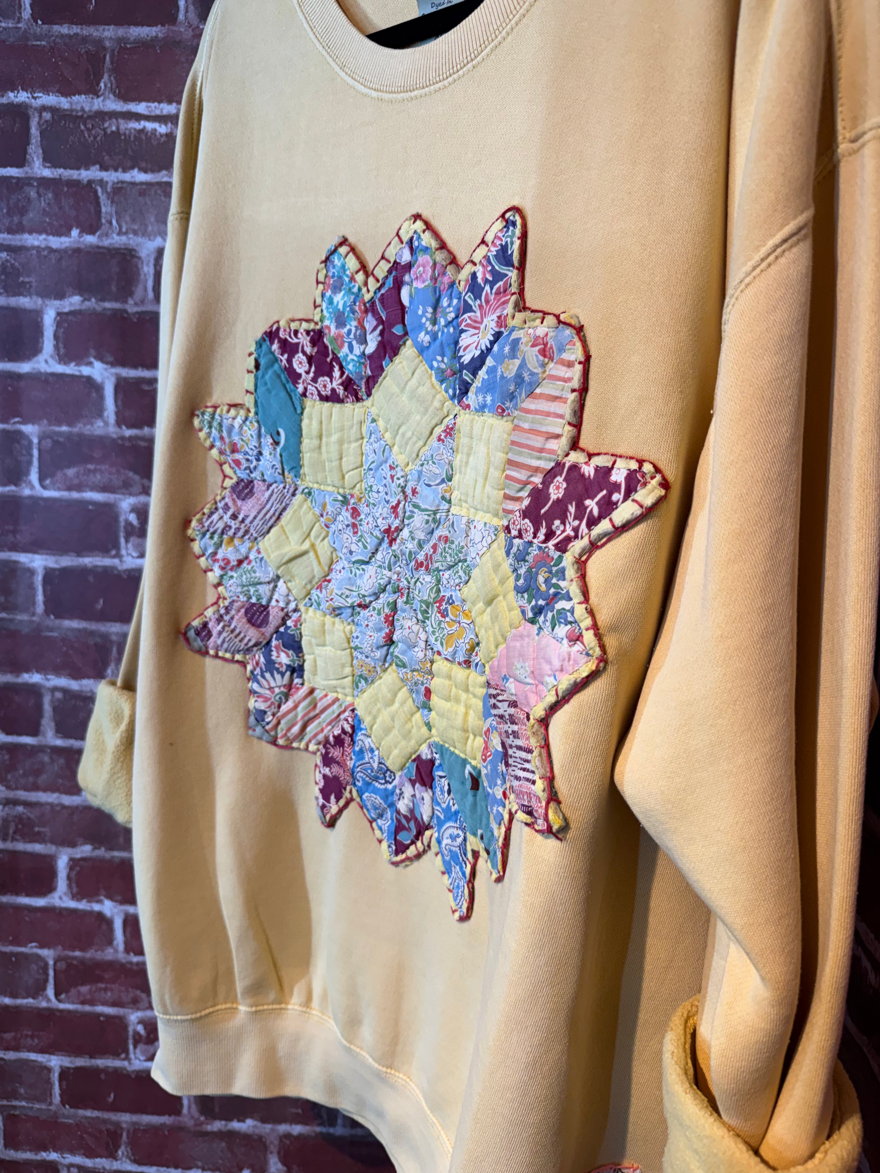 Yellow Quilted Sweatshirt -XLarge