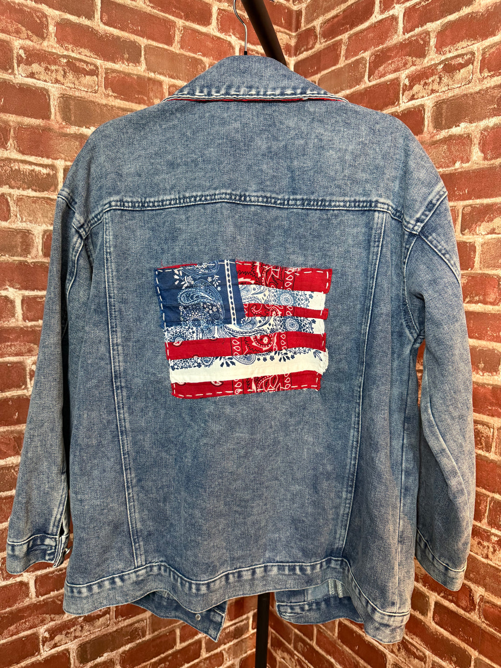 Flag Quilted, Jean Jacket - Large