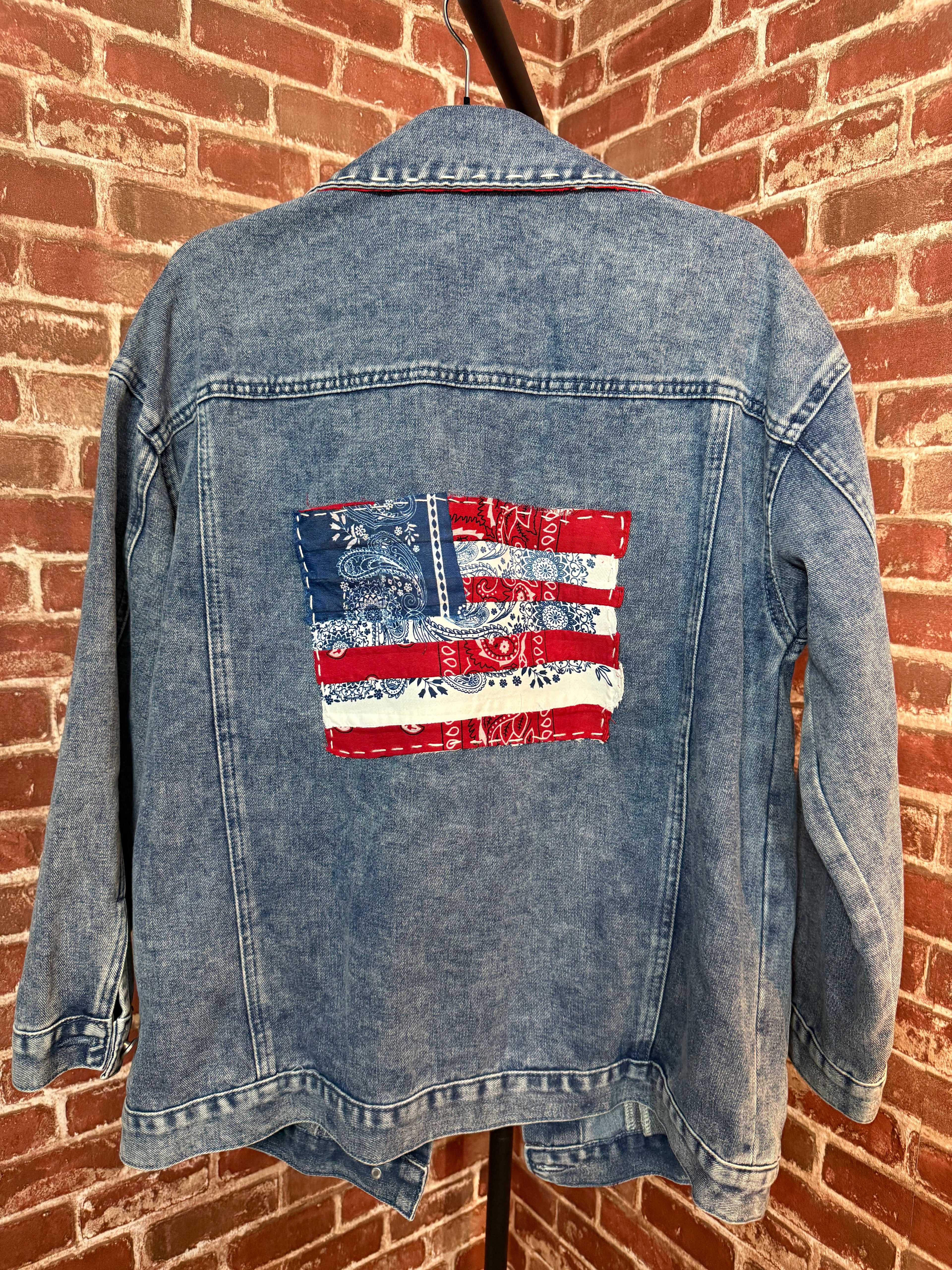 Flag Quilted, Jean Jacket - Large