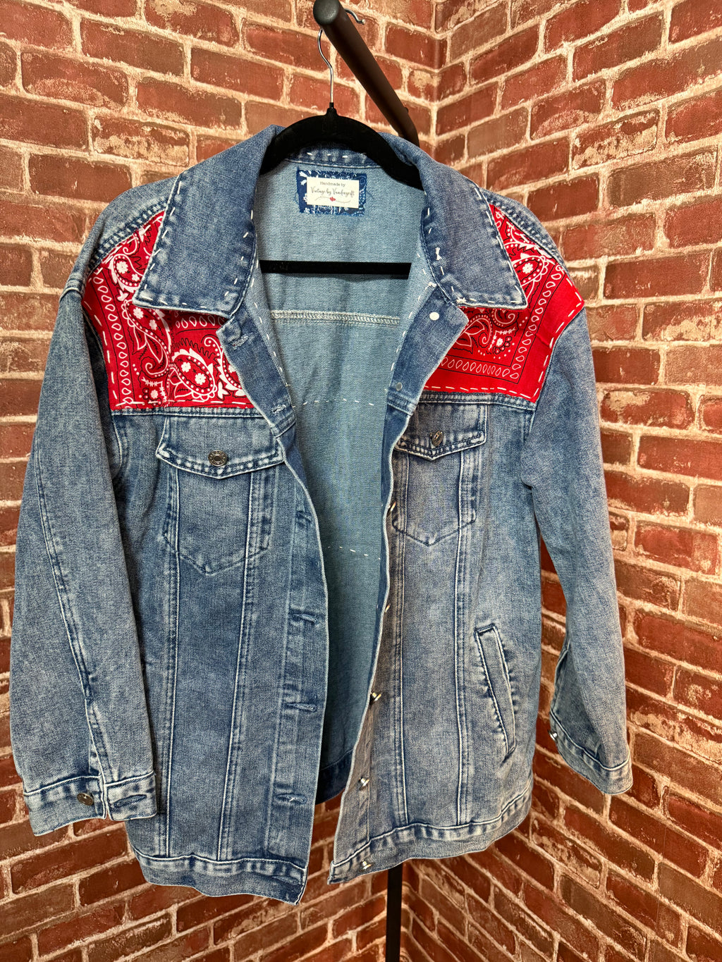 Flag Quilted, Jean Jacket - Large