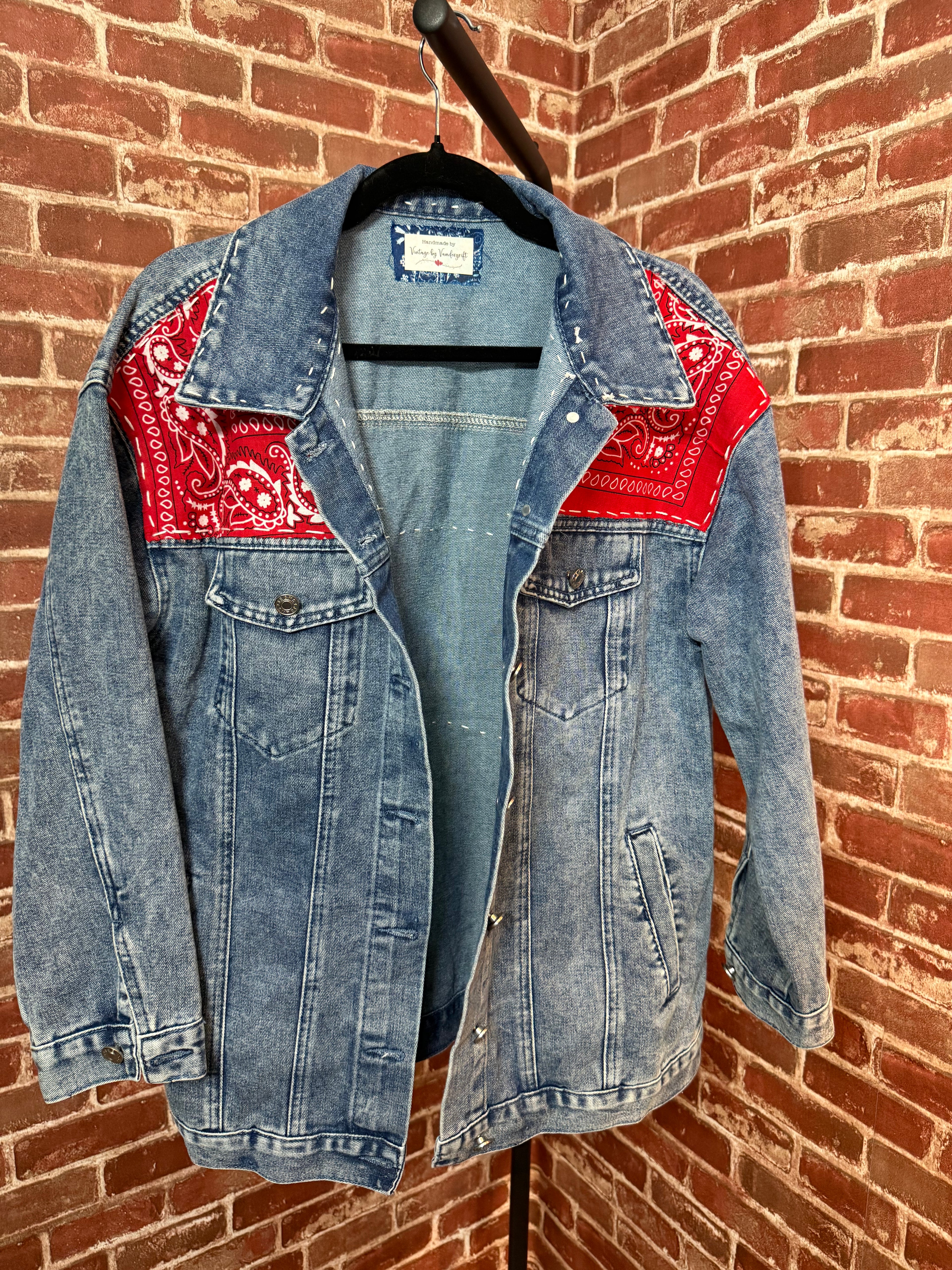 Flag Quilted, Jean Jacket - Large