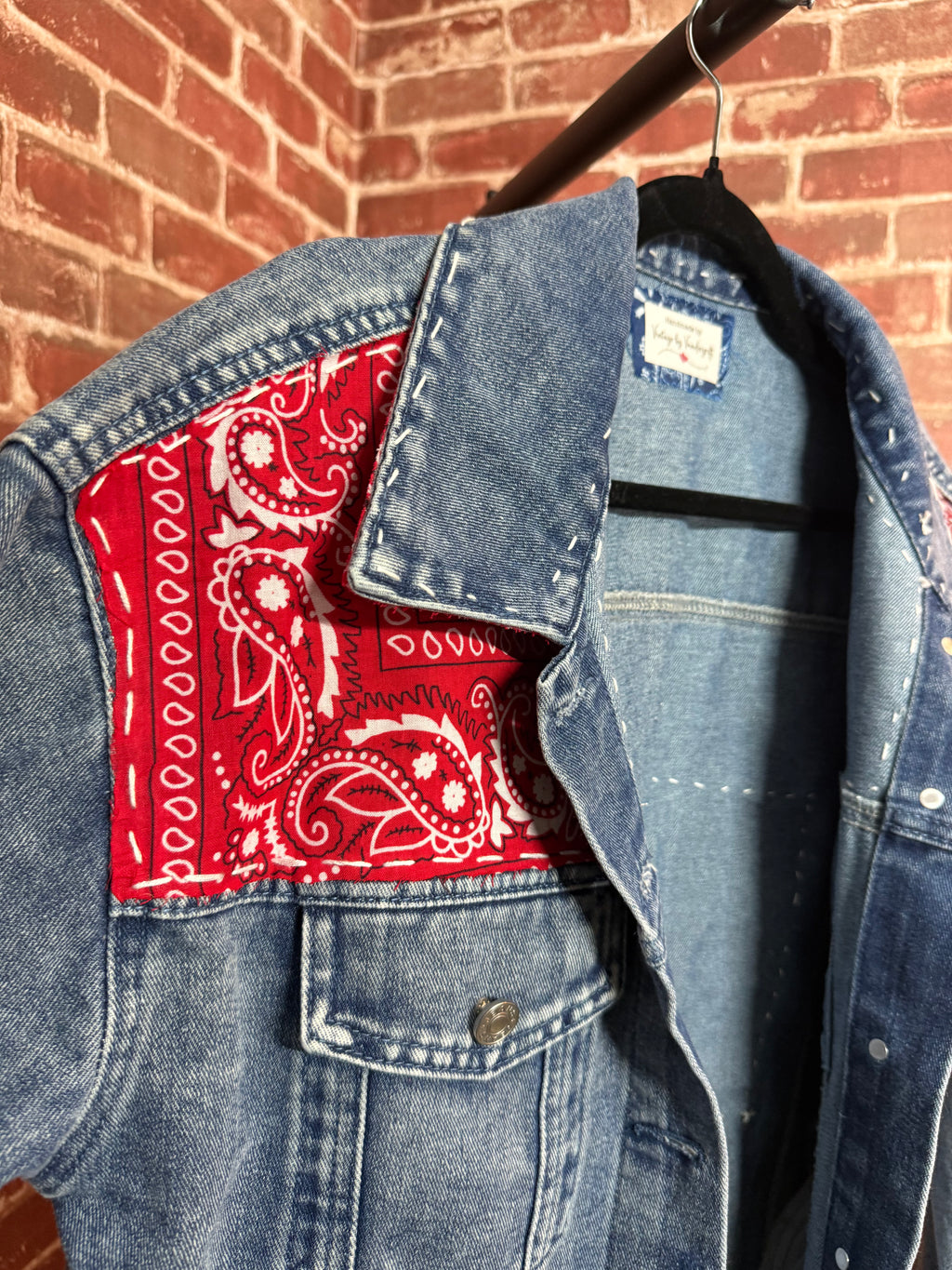 Flag Quilted, Jean Jacket - Large