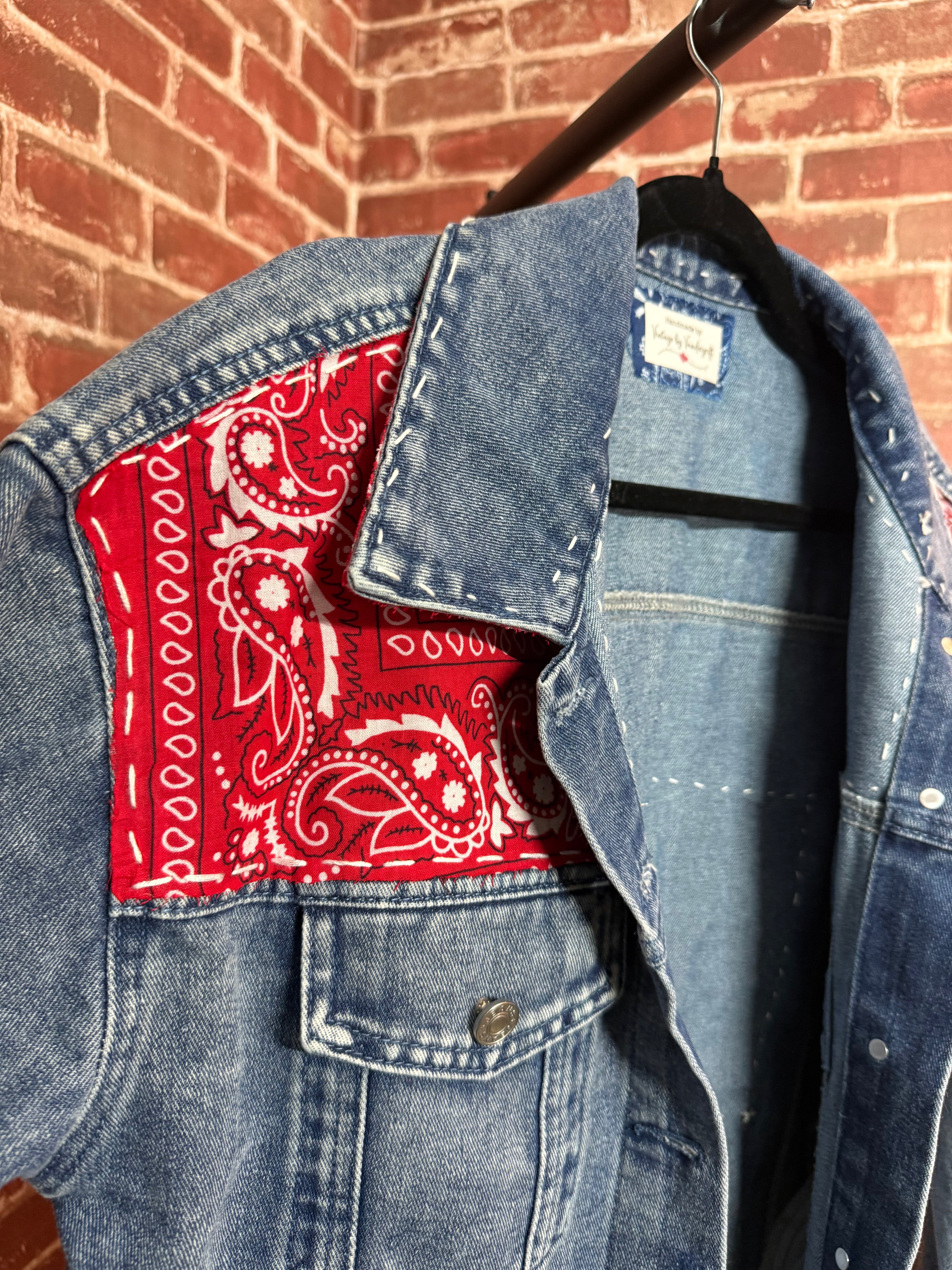 Flag Quilted, Jean Jacket - Large