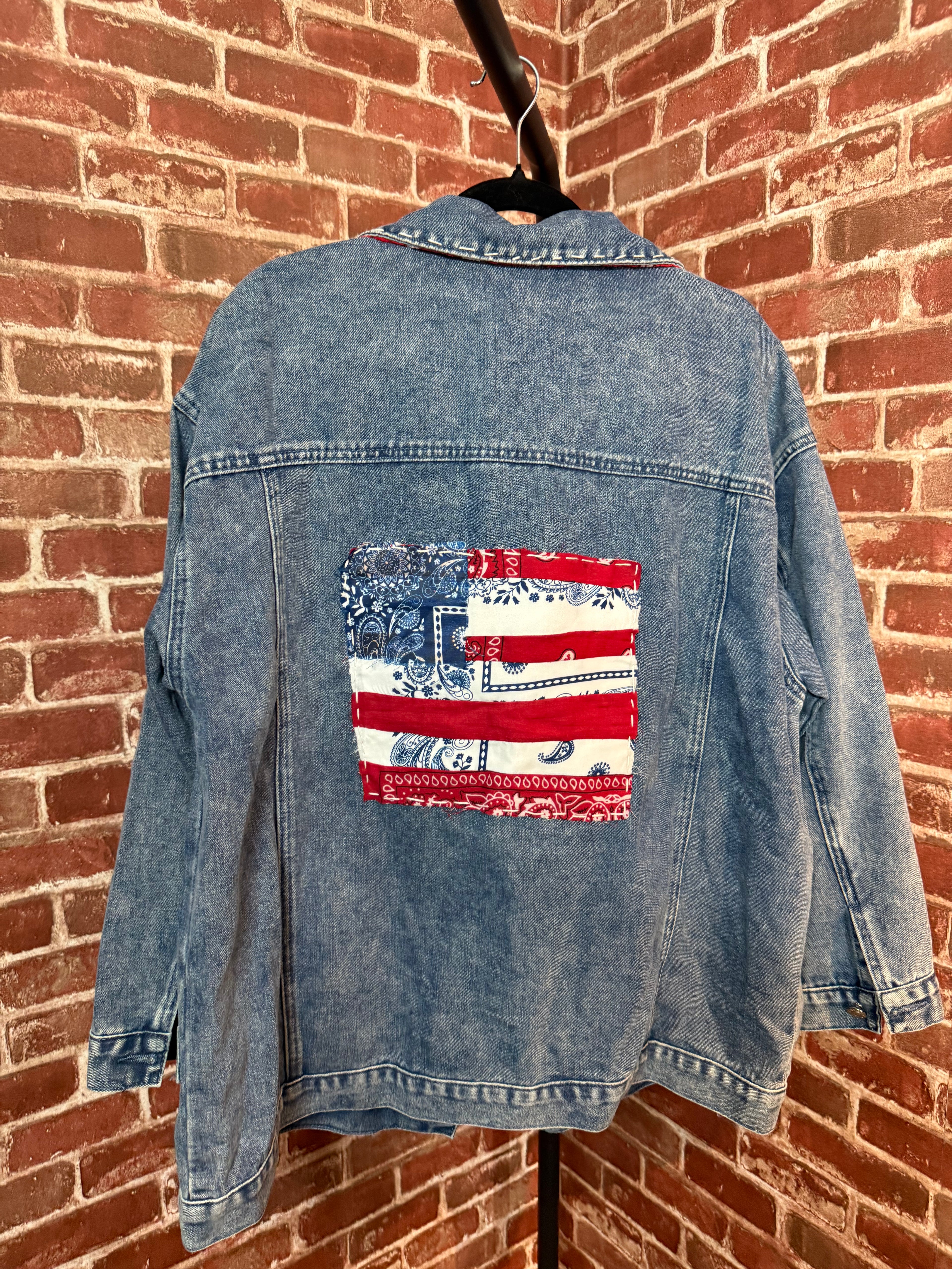 Flag Quilted, Jean Jacket - XLarge
