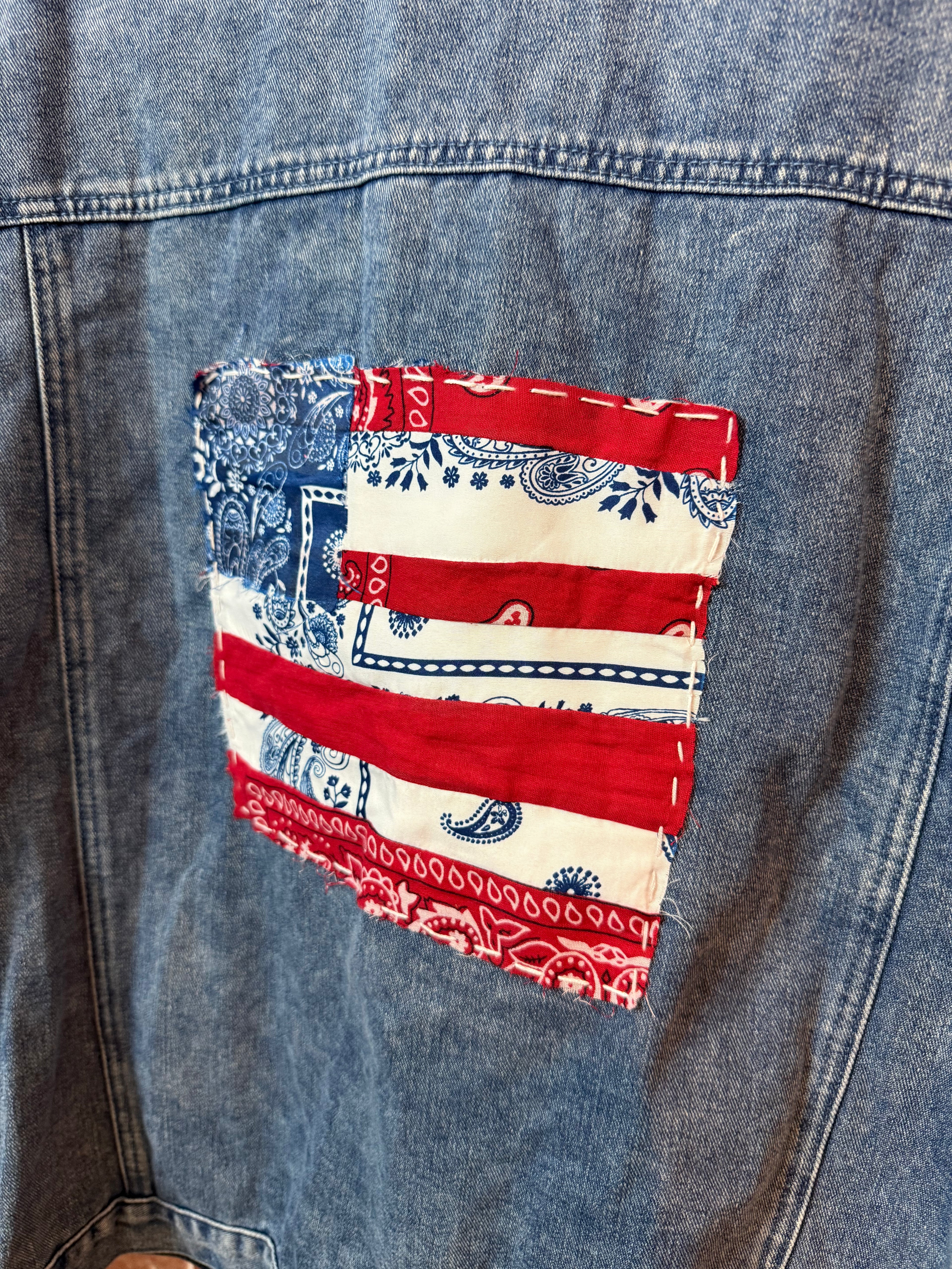 Flag Quilted, Jean Jacket - XLarge