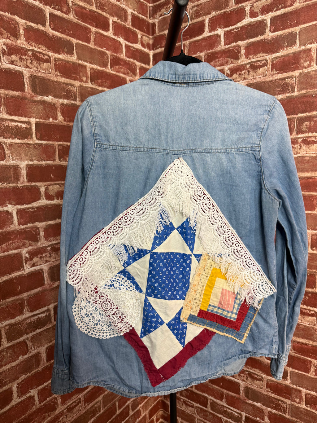 Chambray Long Sleeve with Quilted Back- Medium