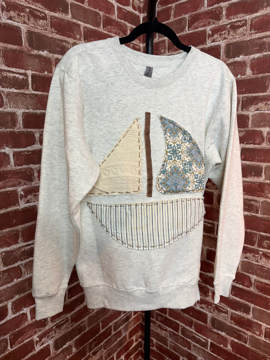 Sail Boat Quilted Sweatshirt - Small