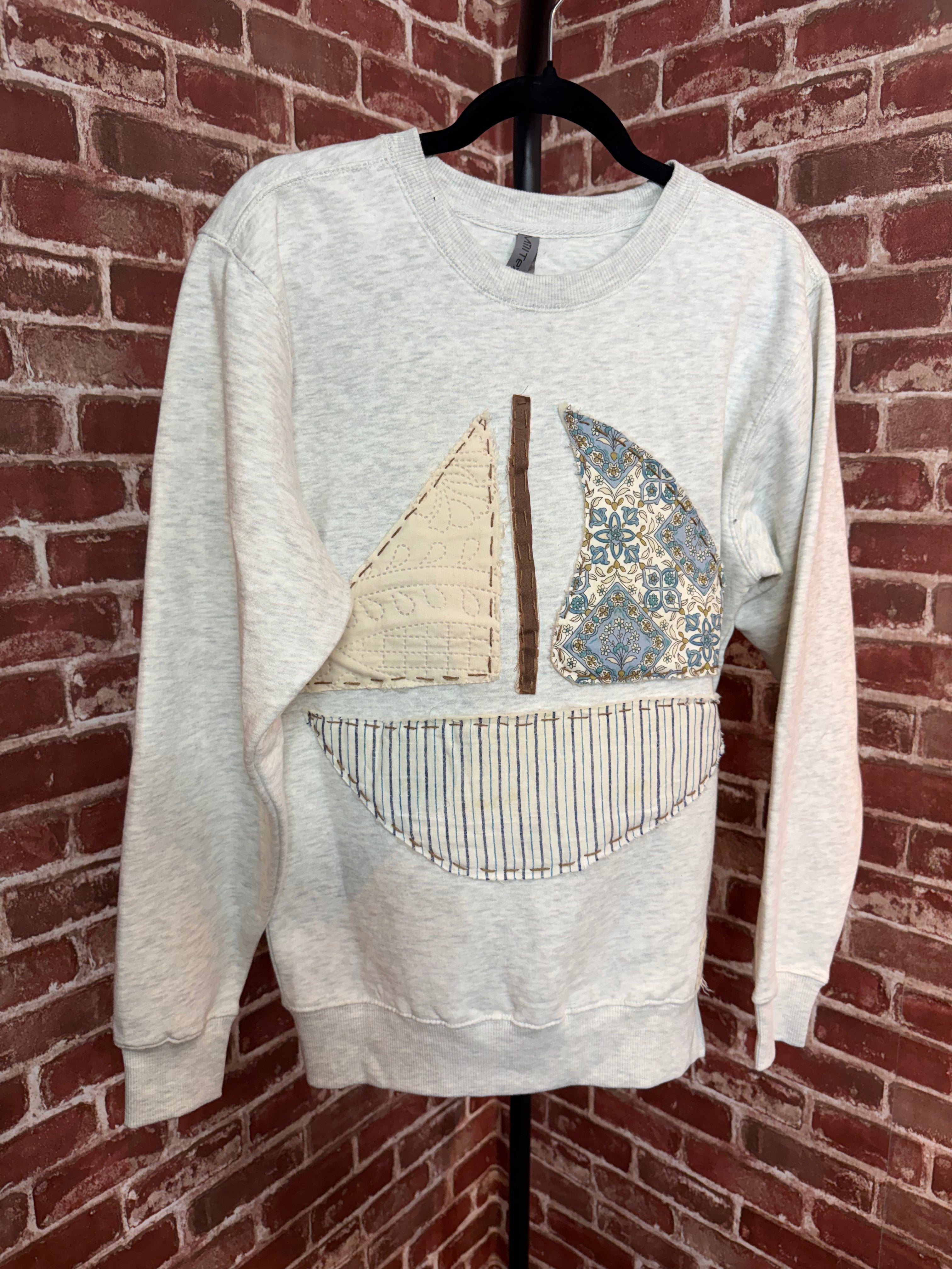 Sail Boat Quilted Sweatshirt - Small