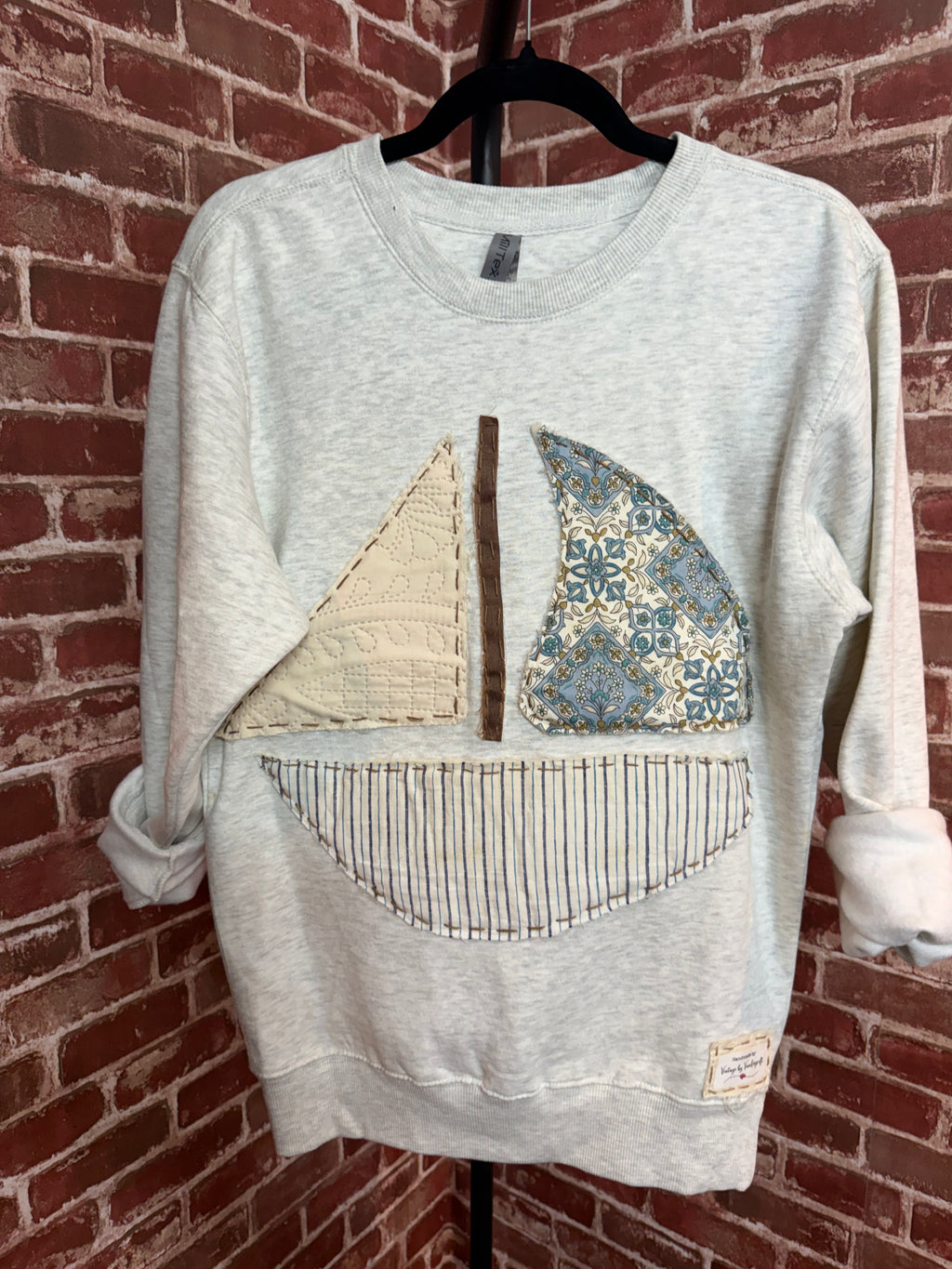 Sail Boat Quilted Sweatshirt - Small