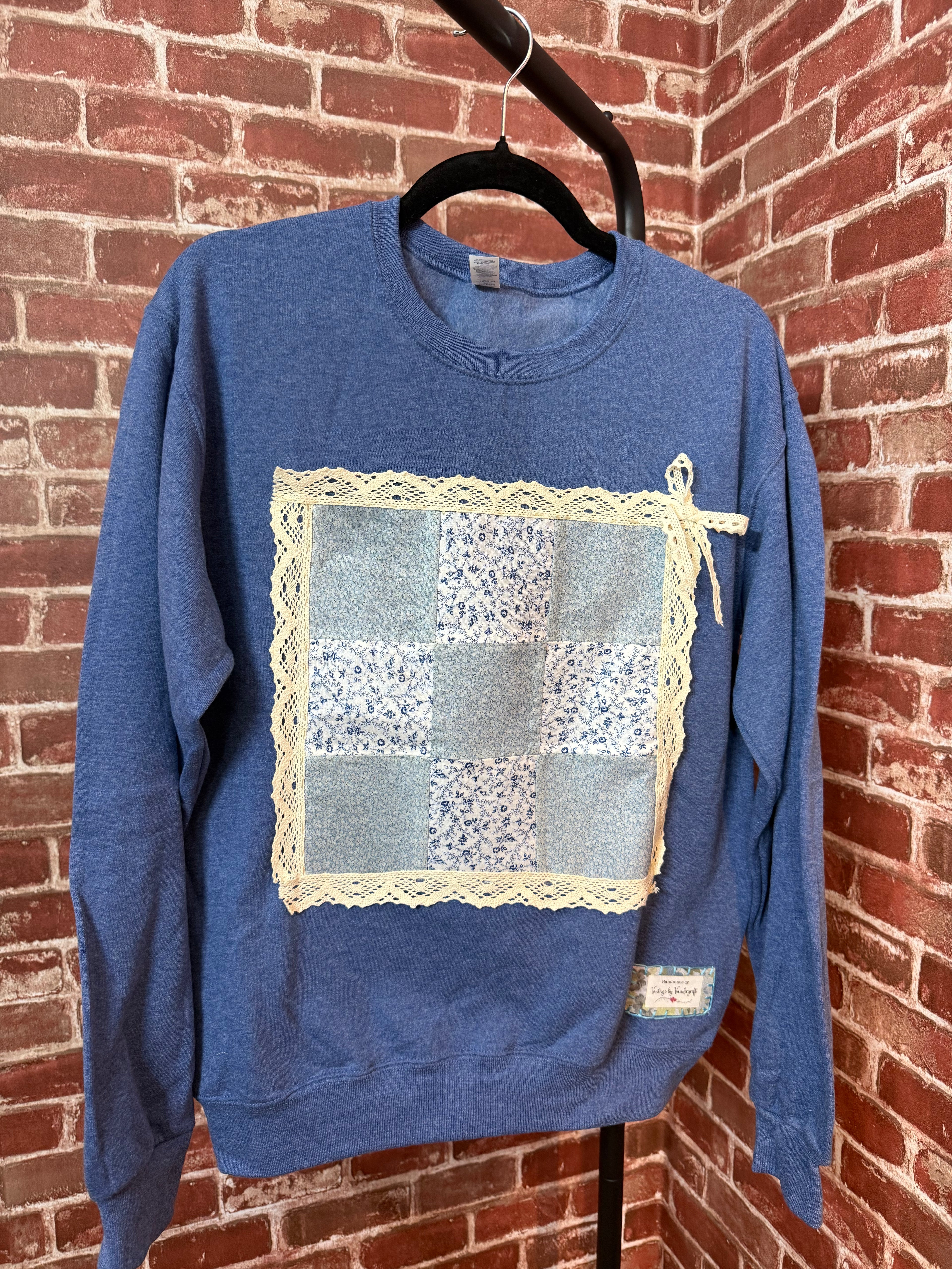 Blue Quilted Sweatshirt - Small