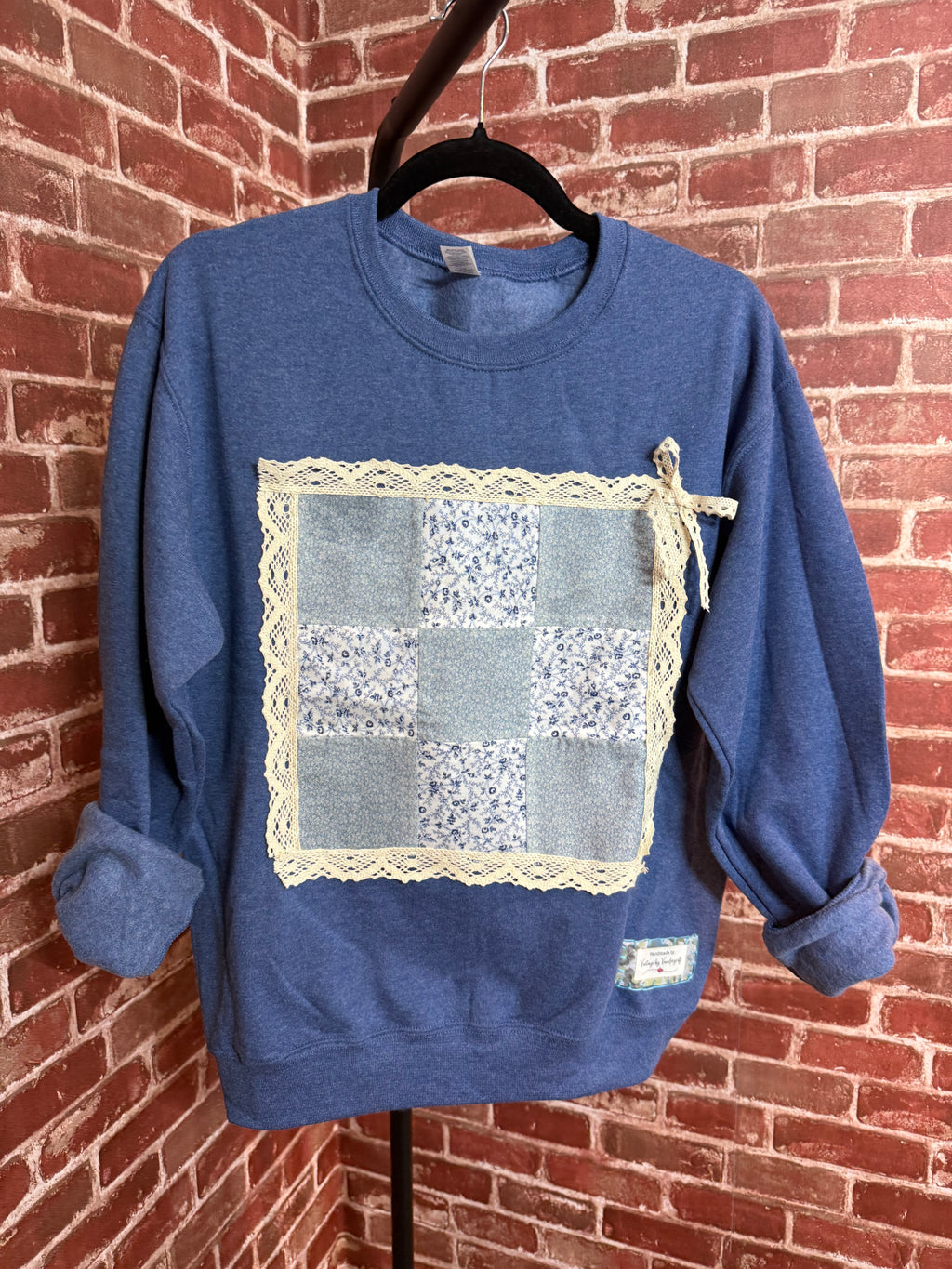 Blue Quilted Sweatshirt - Small