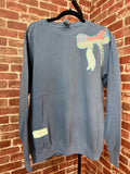 Vintage Blue Quilted Bow Sweatshirt - Large