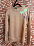 Vintage Pink Quilted Bow Sweatshirt -Medium