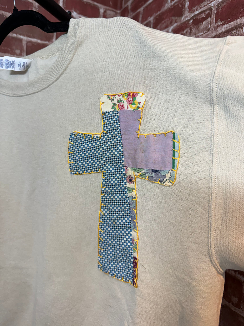 Tan Quilted Cross Sweatshirt -Large