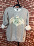 Quilted Bat Sweatshirt, Grey -Small