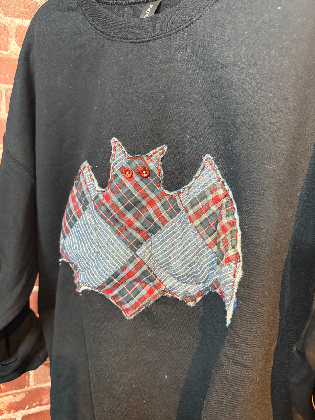 Quilted Bat Sweatshirt, Black -XLarge