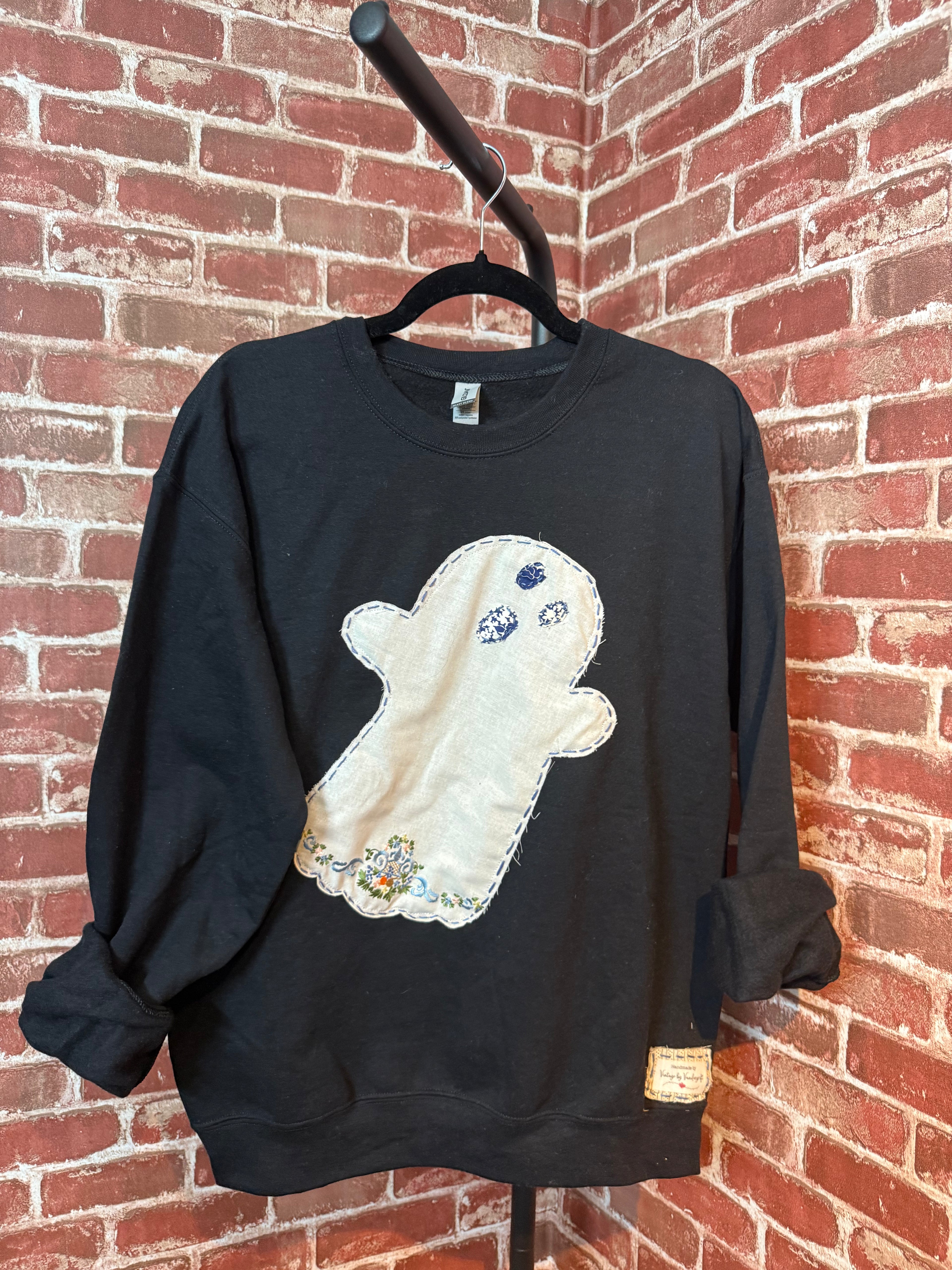 Quilted Ghost Sweatshirt, Black - Medium