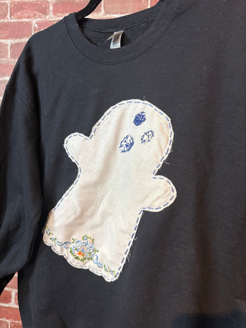 Quilted Ghost Sweatshirt, Black - Medium