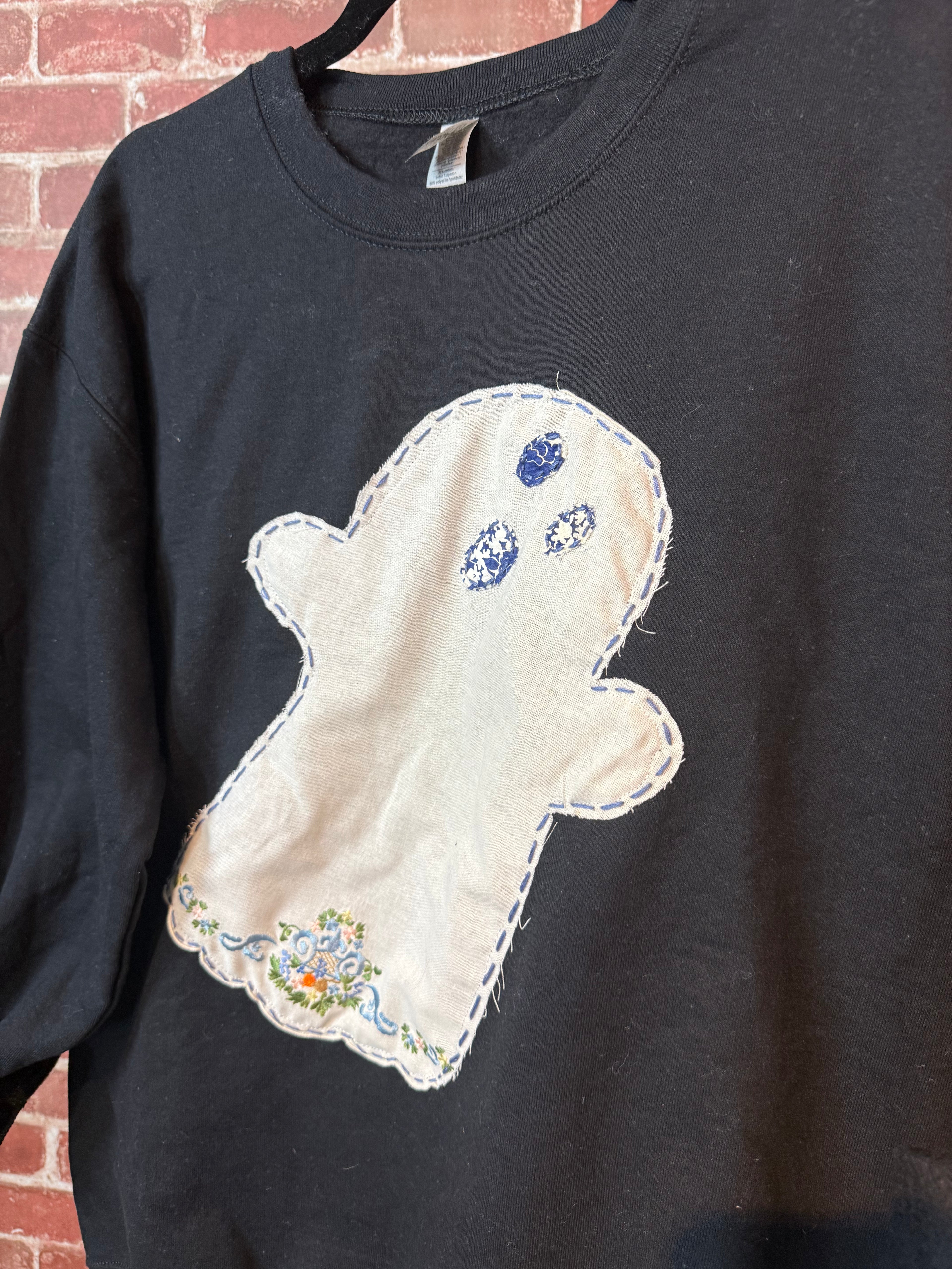 Quilted Ghost Sweatshirt, Black - Medium