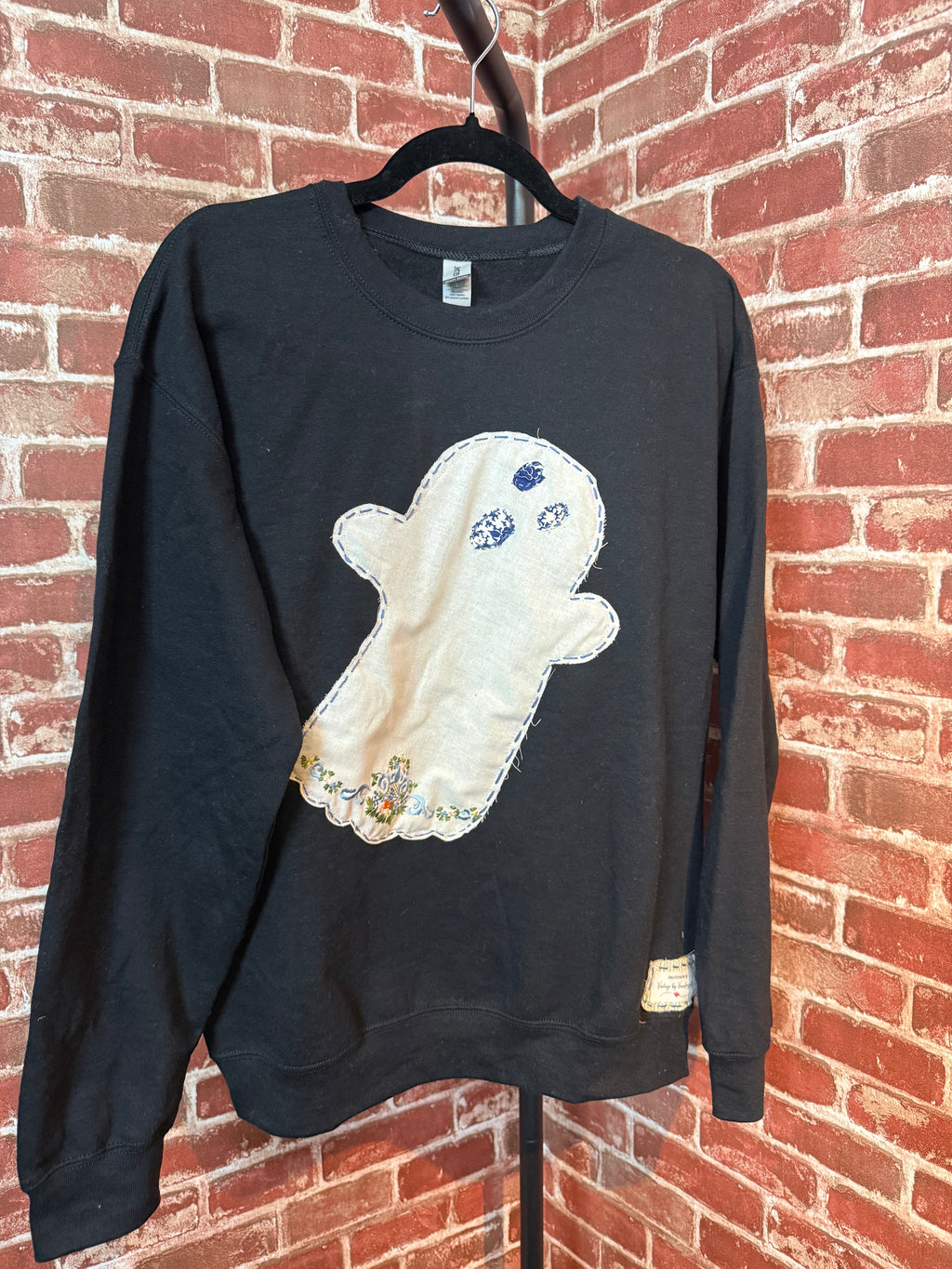 Quilted Ghost Sweatshirt, Black - Medium