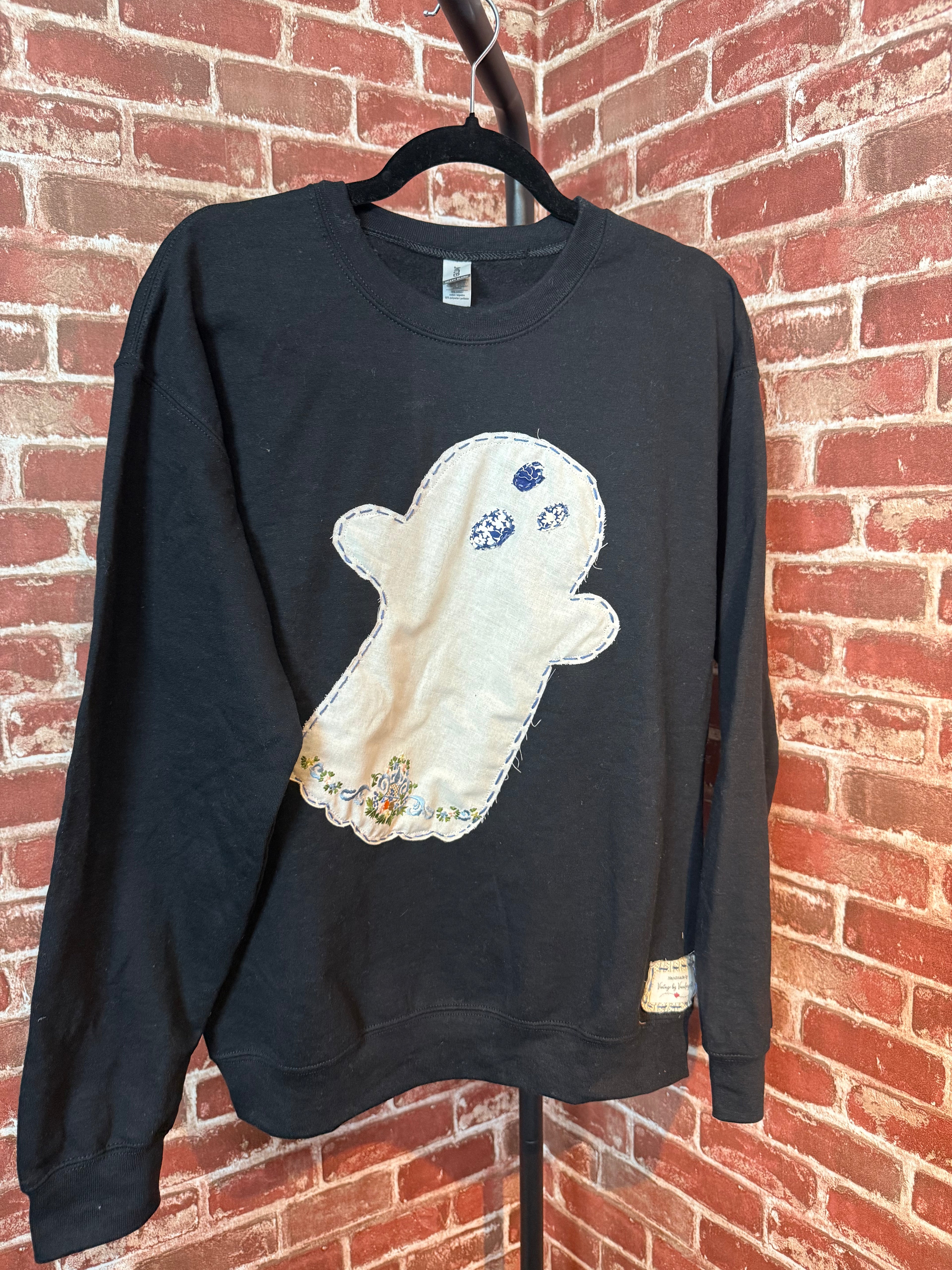 Quilted Ghost Sweatshirt, Black - Medium