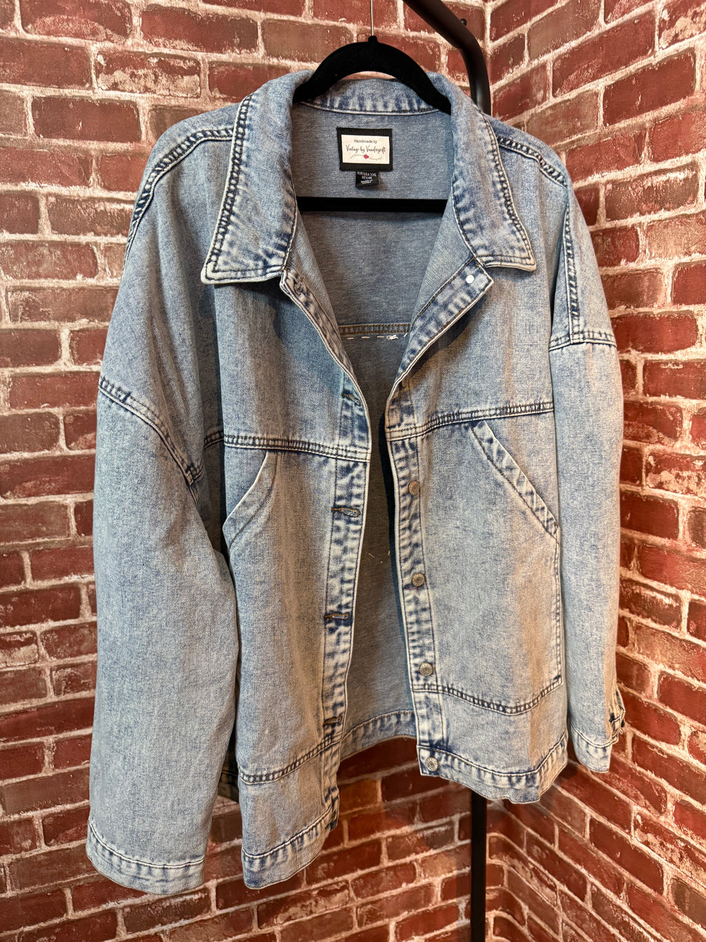 Maroon & Green Quilted Star, Jean Jacket - XXLarge