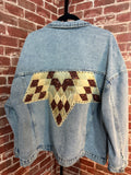 Brown & Cream Quilted Star, Jean Jacket - Large