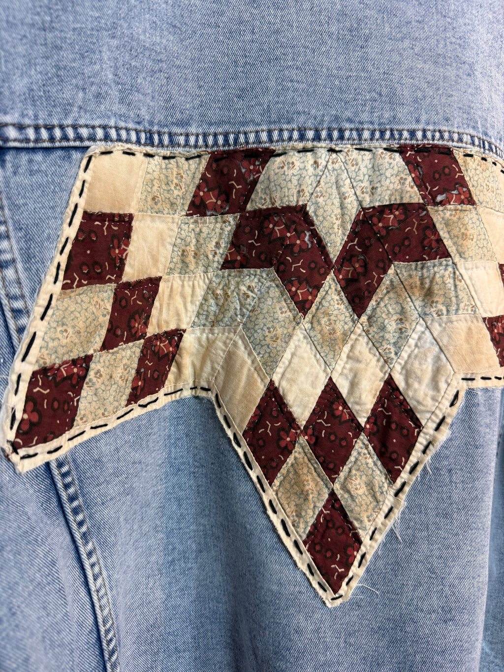 Brown & Cream Quilted Star, Jean Jacket - Large