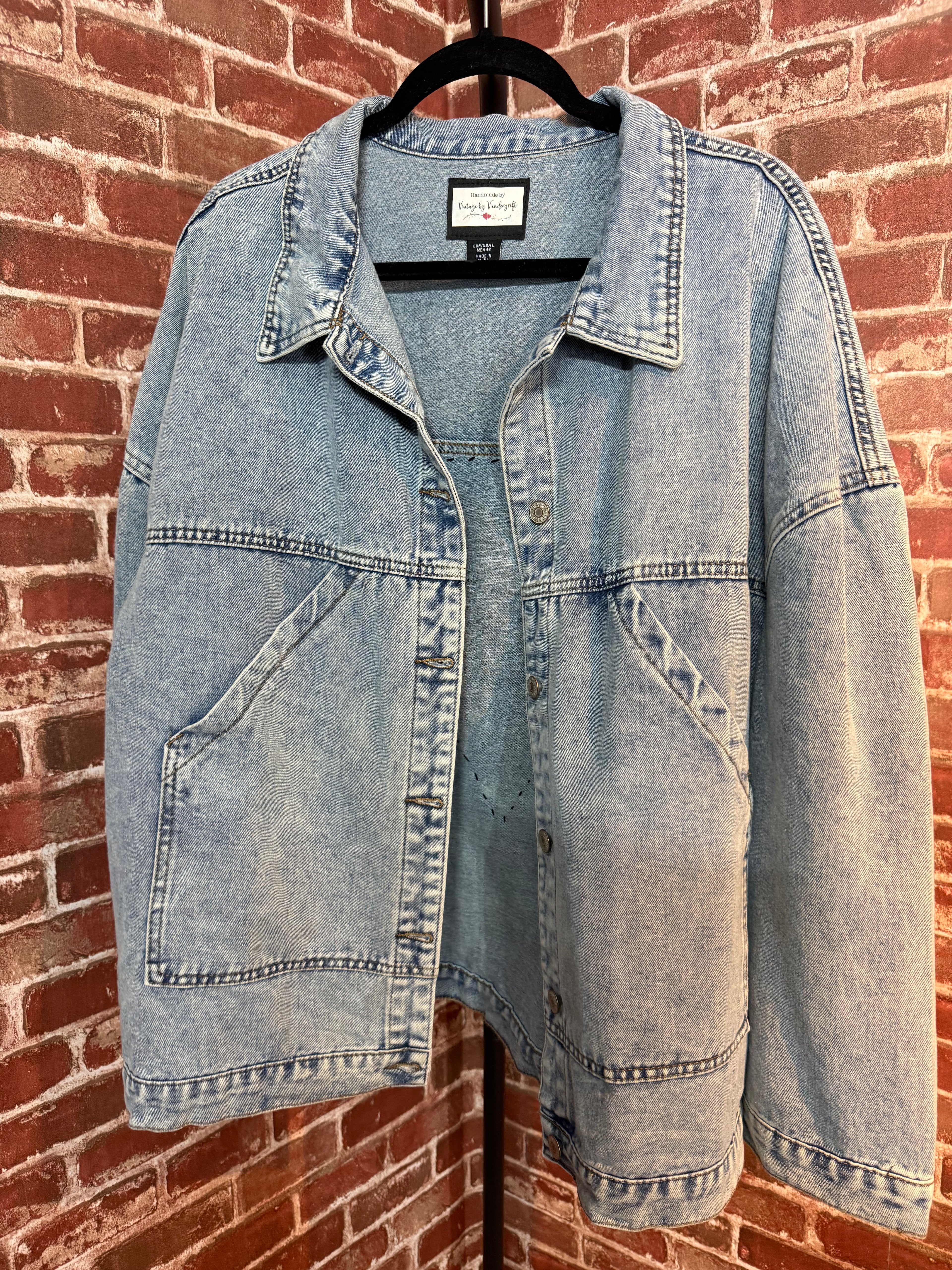 Brown & Cream Quilted Star, Jean Jacket - Large