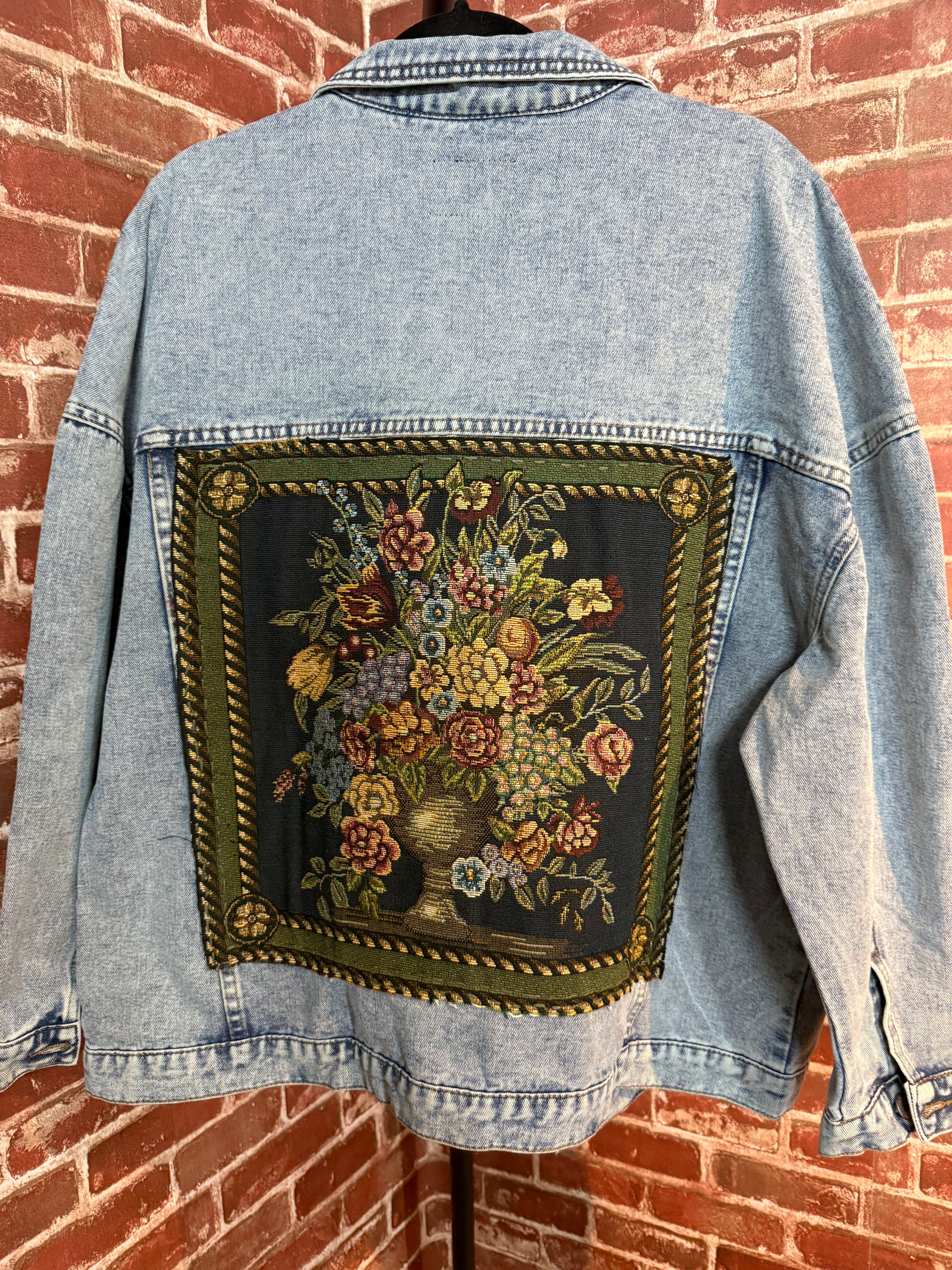 Embroiled Floral, Jean Jacket - Medium