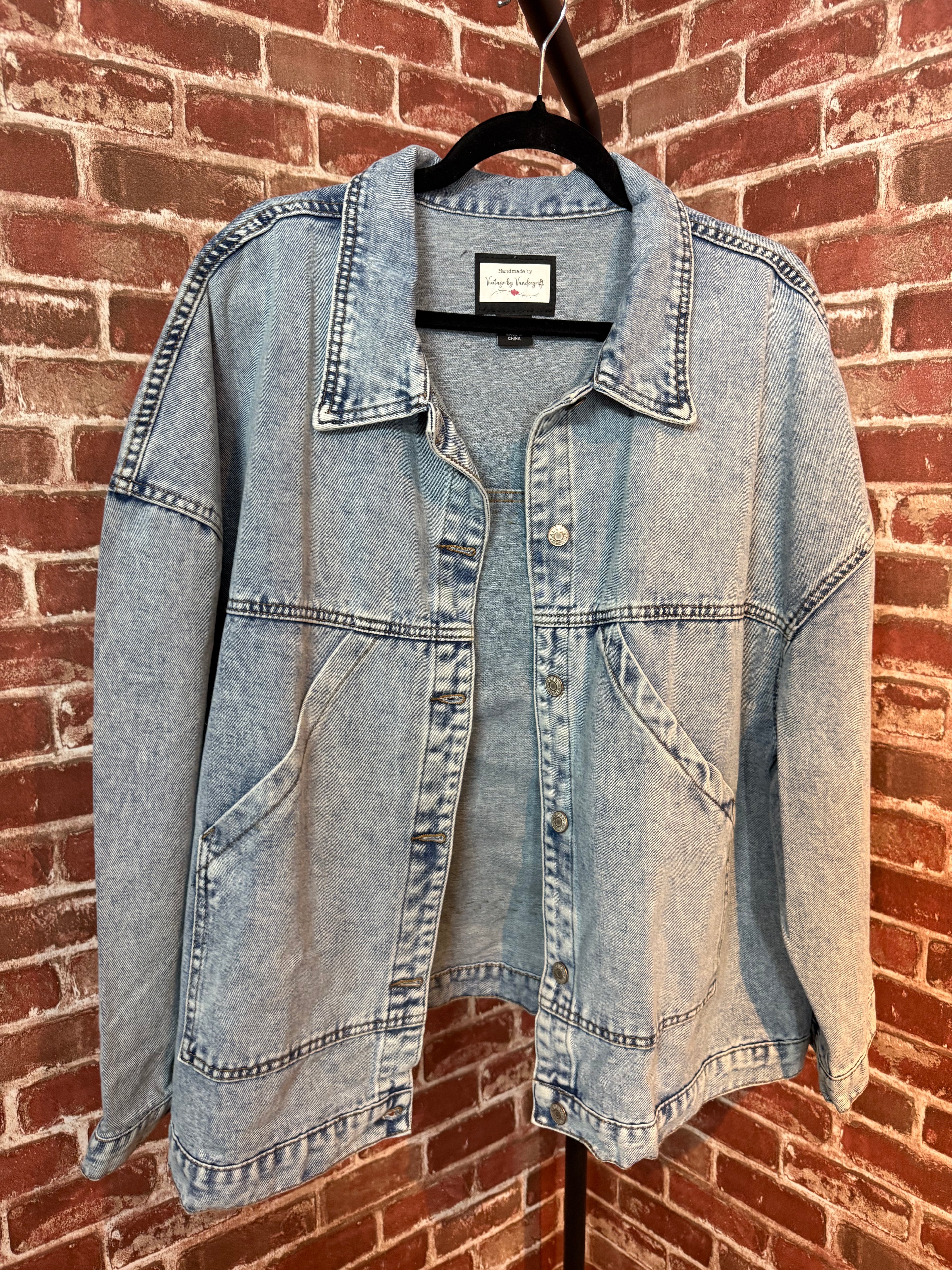 Embroiled Floral, Jean Jacket - Medium