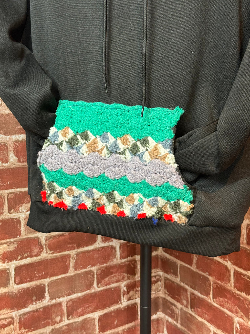Afghan Pocket Hoodie Black- Small