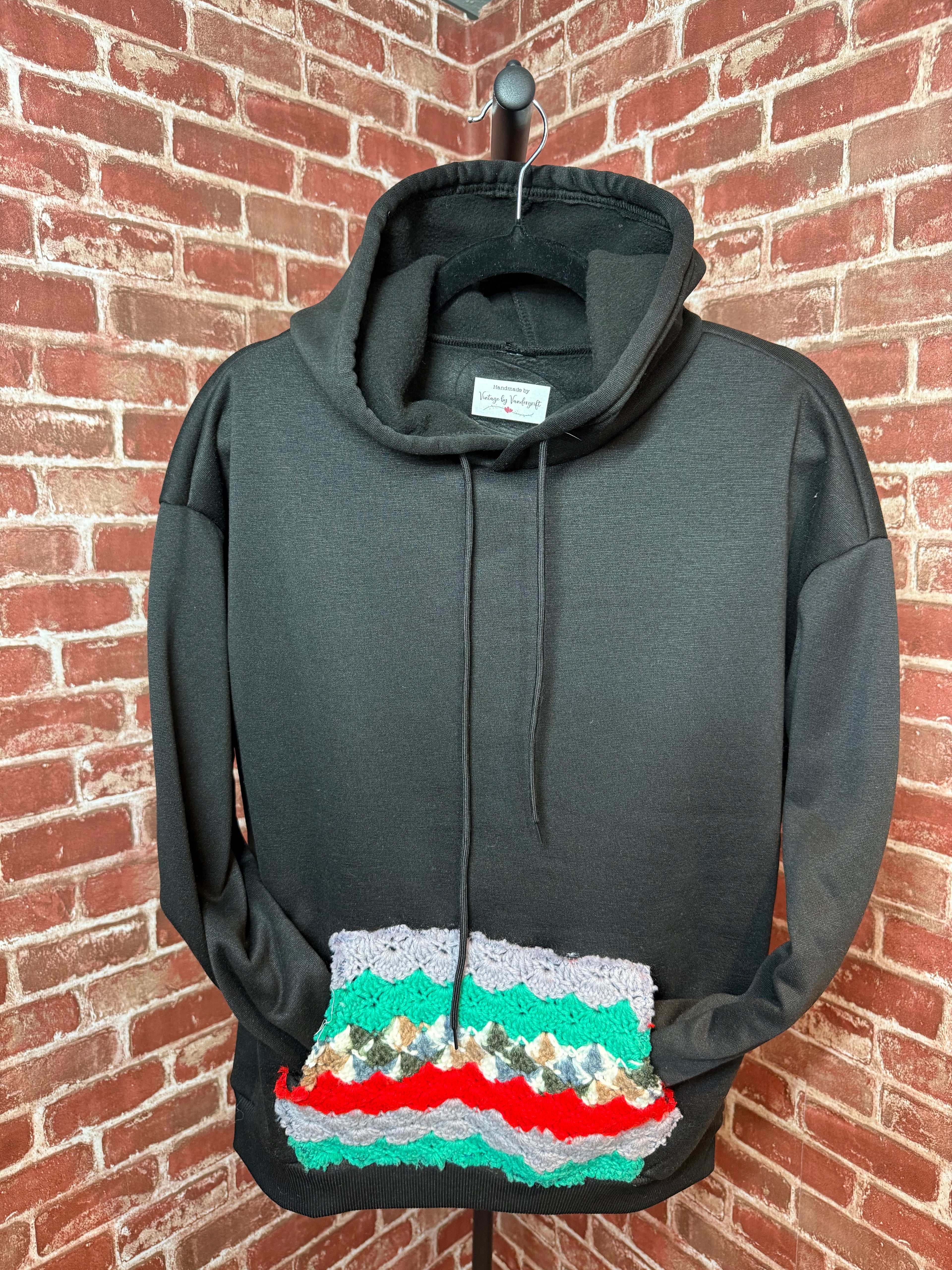 Afghan Pocket Hoodie Black- Medium