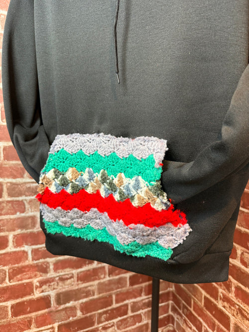 Afghan Pocket Hoodie Black- Medium
