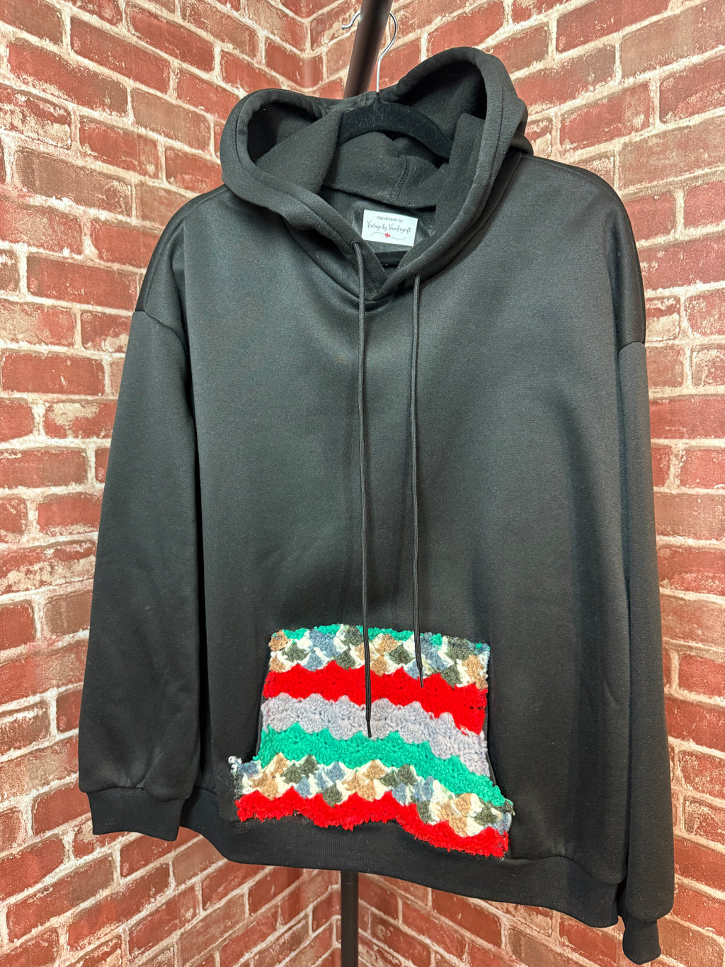 Afghan Pocket Hoodie Black- Large