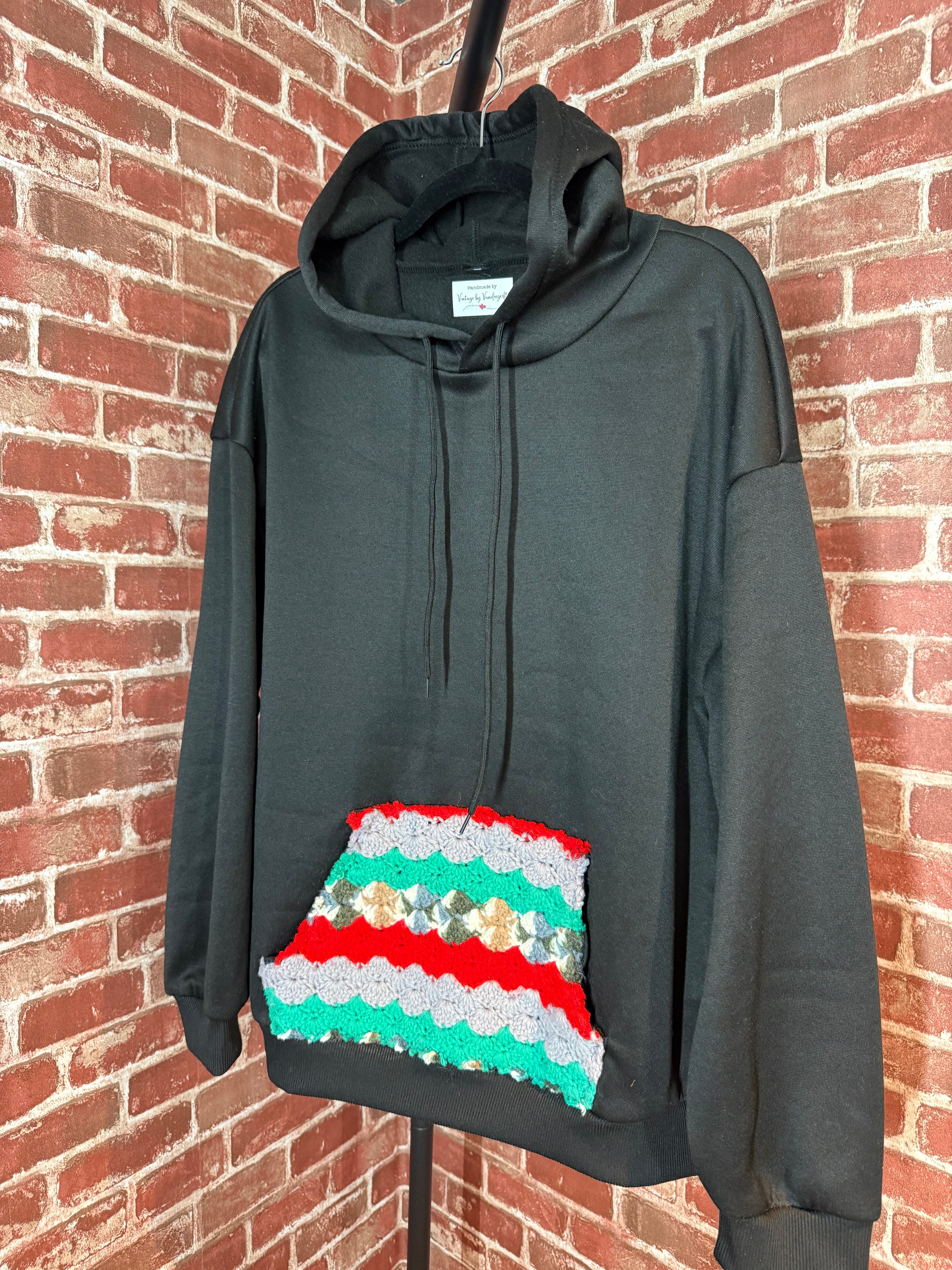 Afghan Pocket Hoodie Black- XLarge