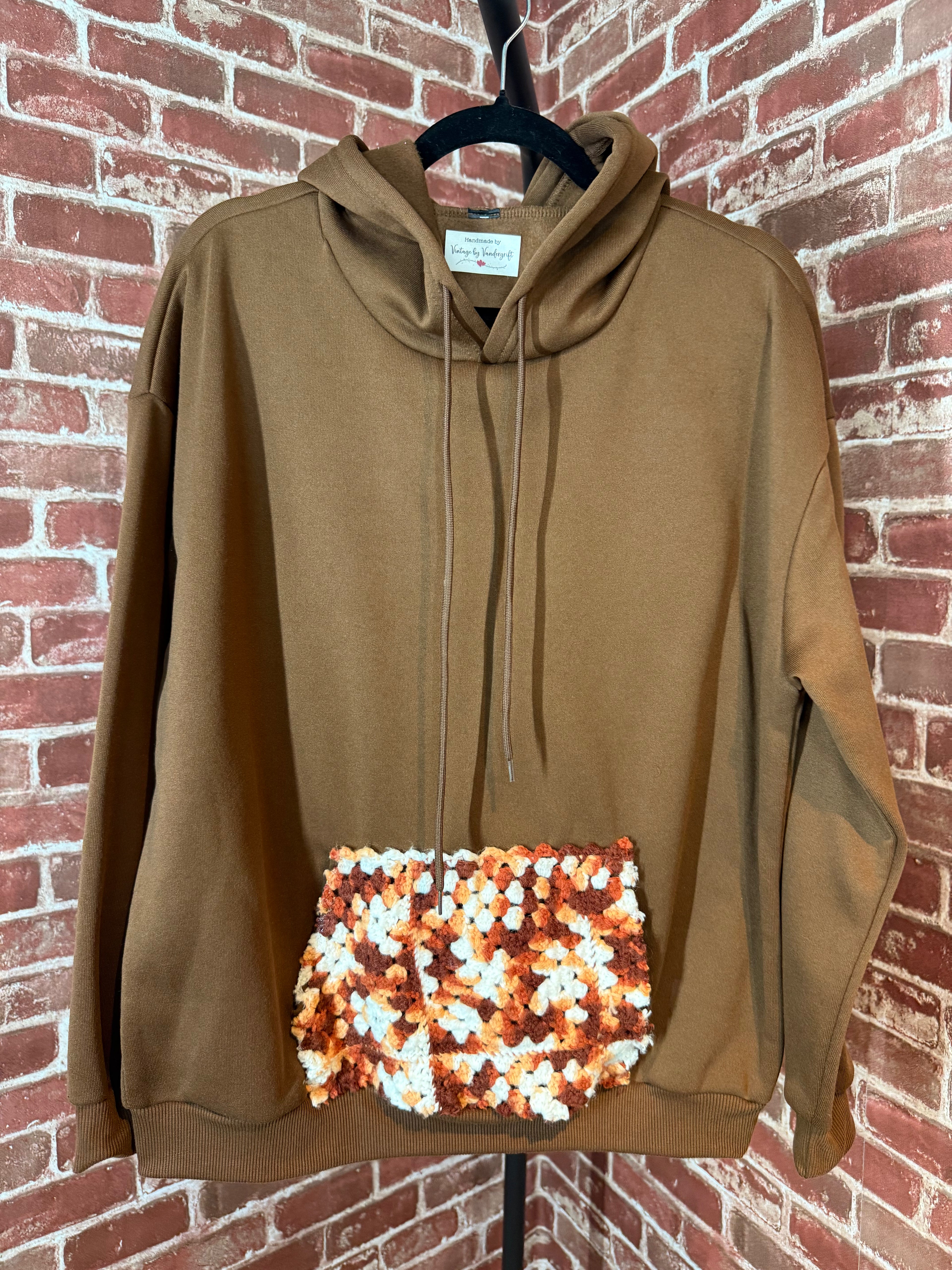 Afghan Pocket Hoodie Brown- Large