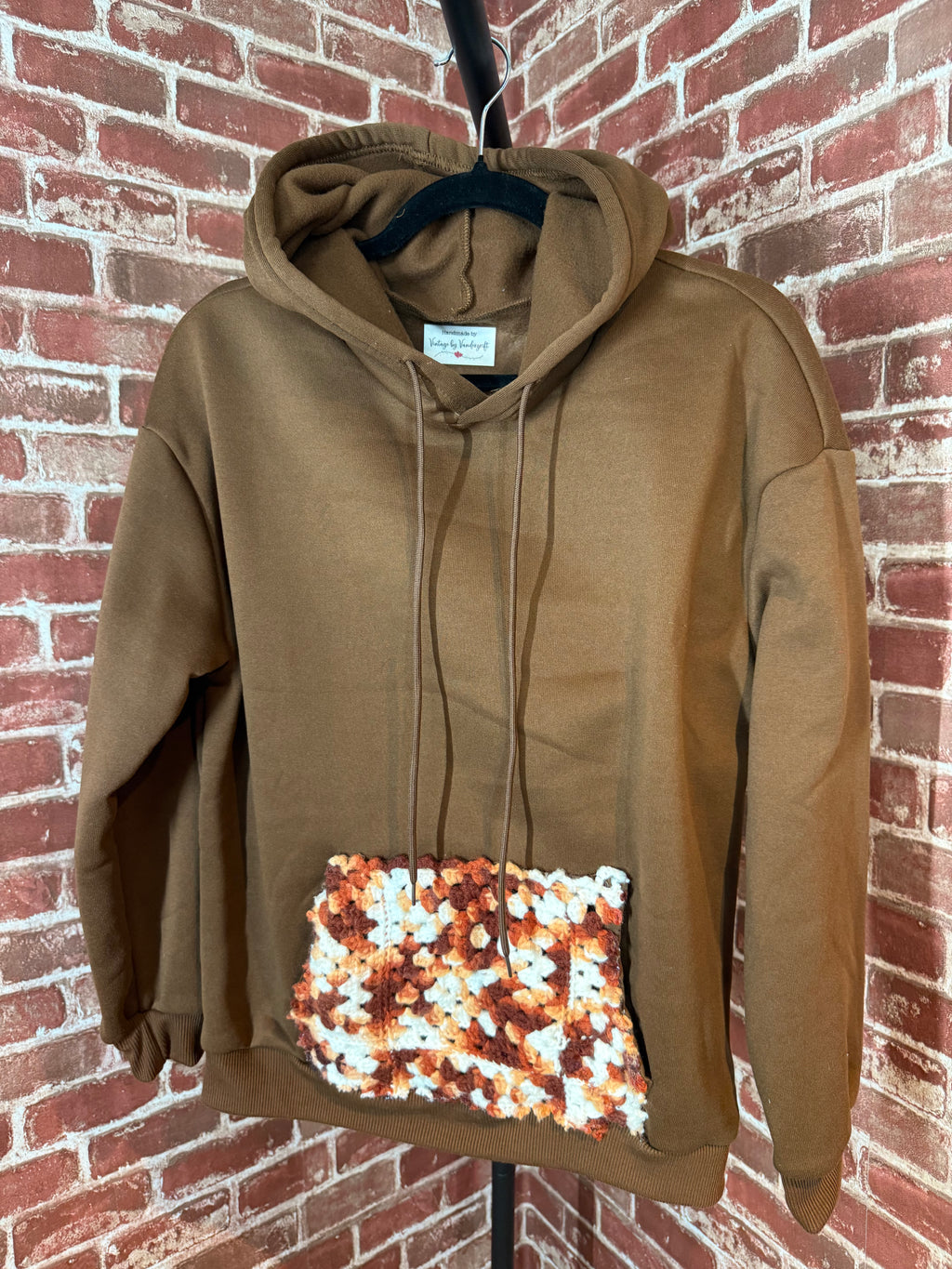 Afghan Pocket Hoodie Brown- Medium