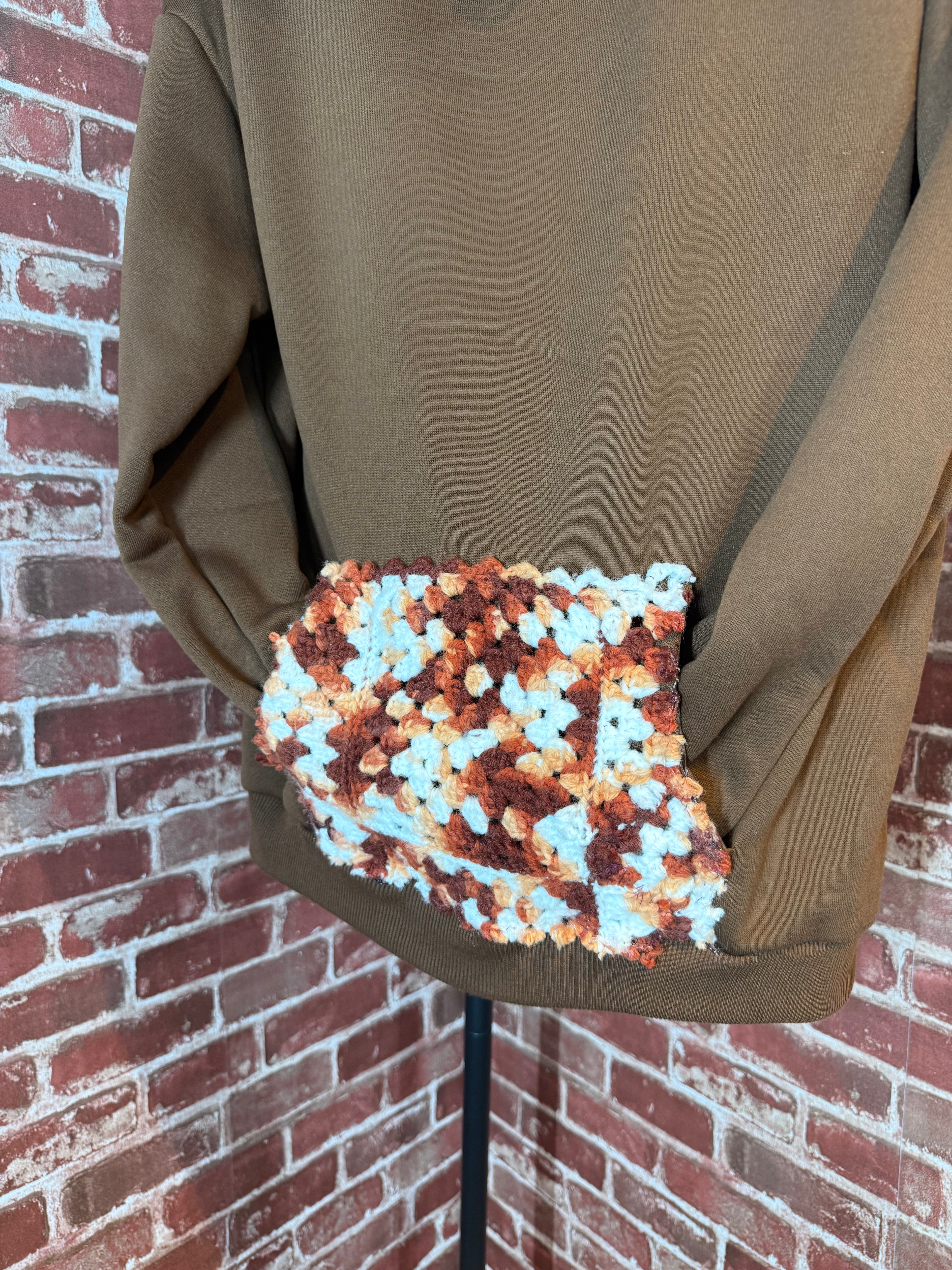 Afghan Pocket Hoodie Brown- Medium