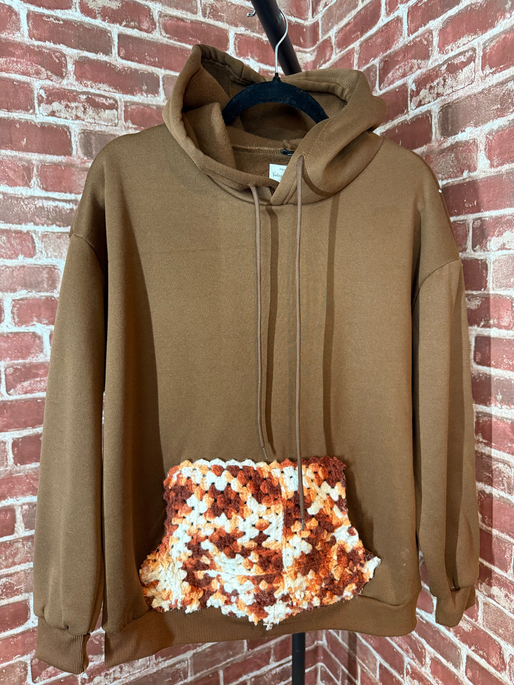 Afghan Pocket Hoodie Brown- Small