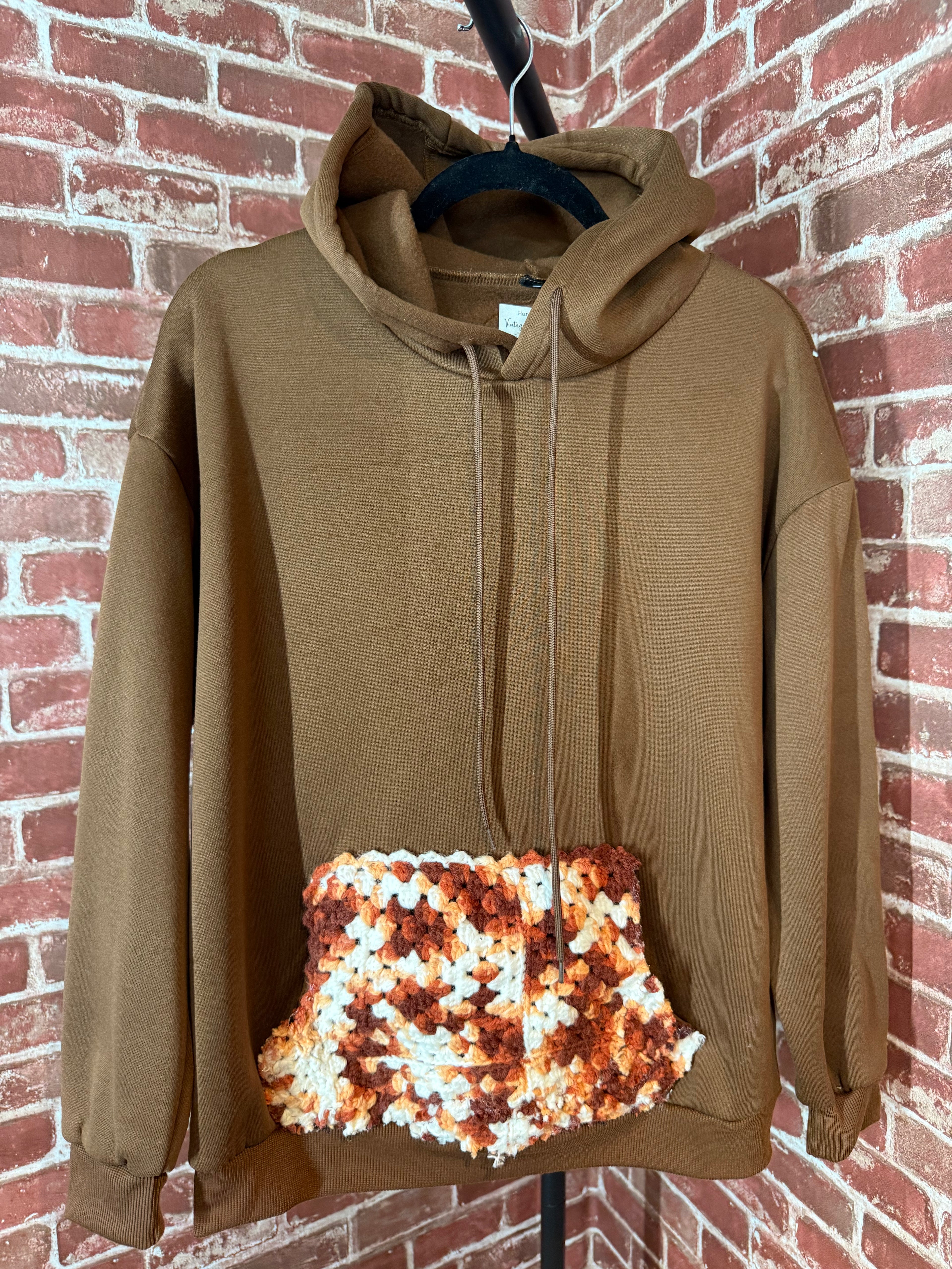 Afghan Pocket Hoodie Brown- Small