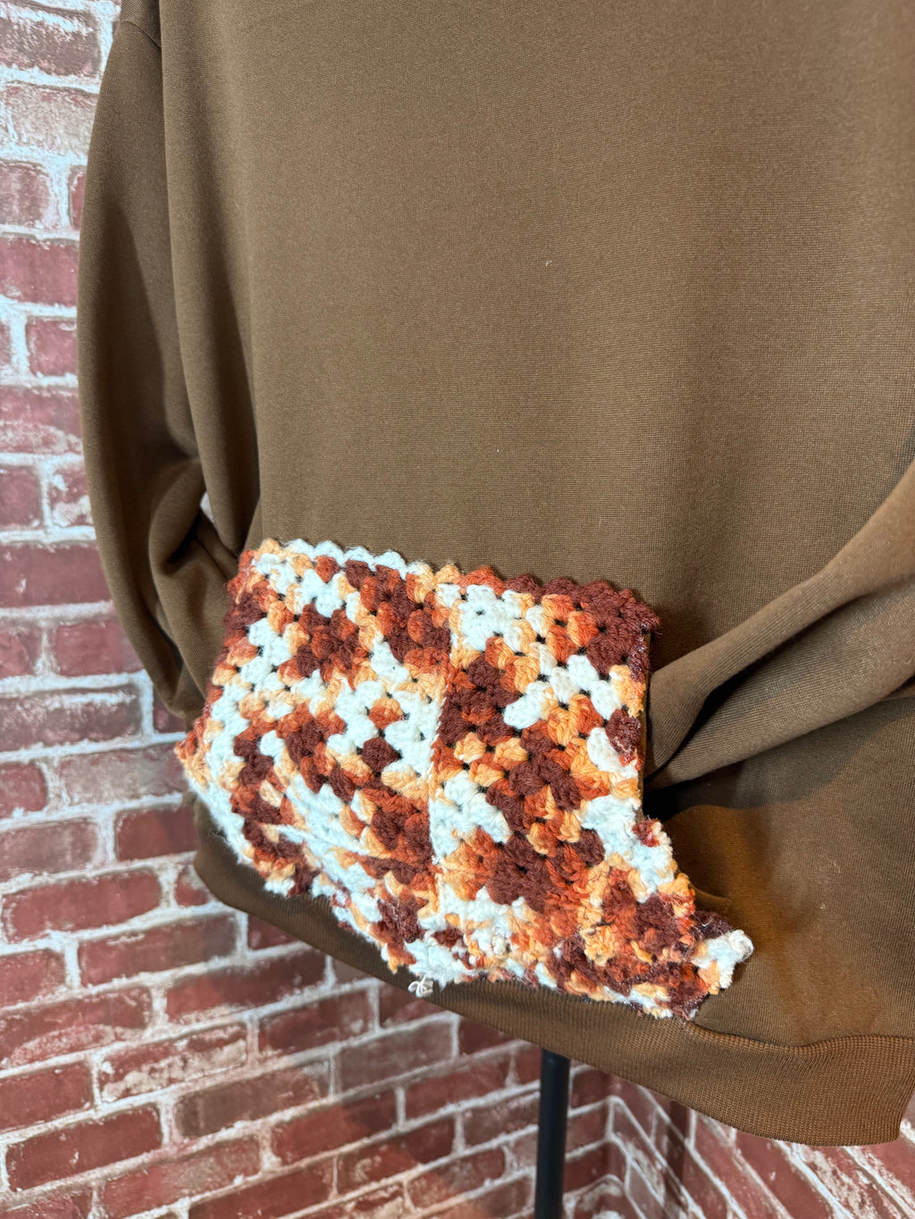 Afghan Pocket Hoodie Brown- Small