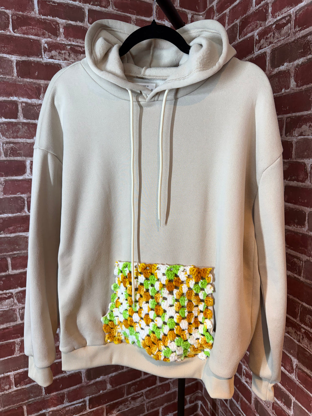 Afghan Pocket Hoodie Tan- Medium