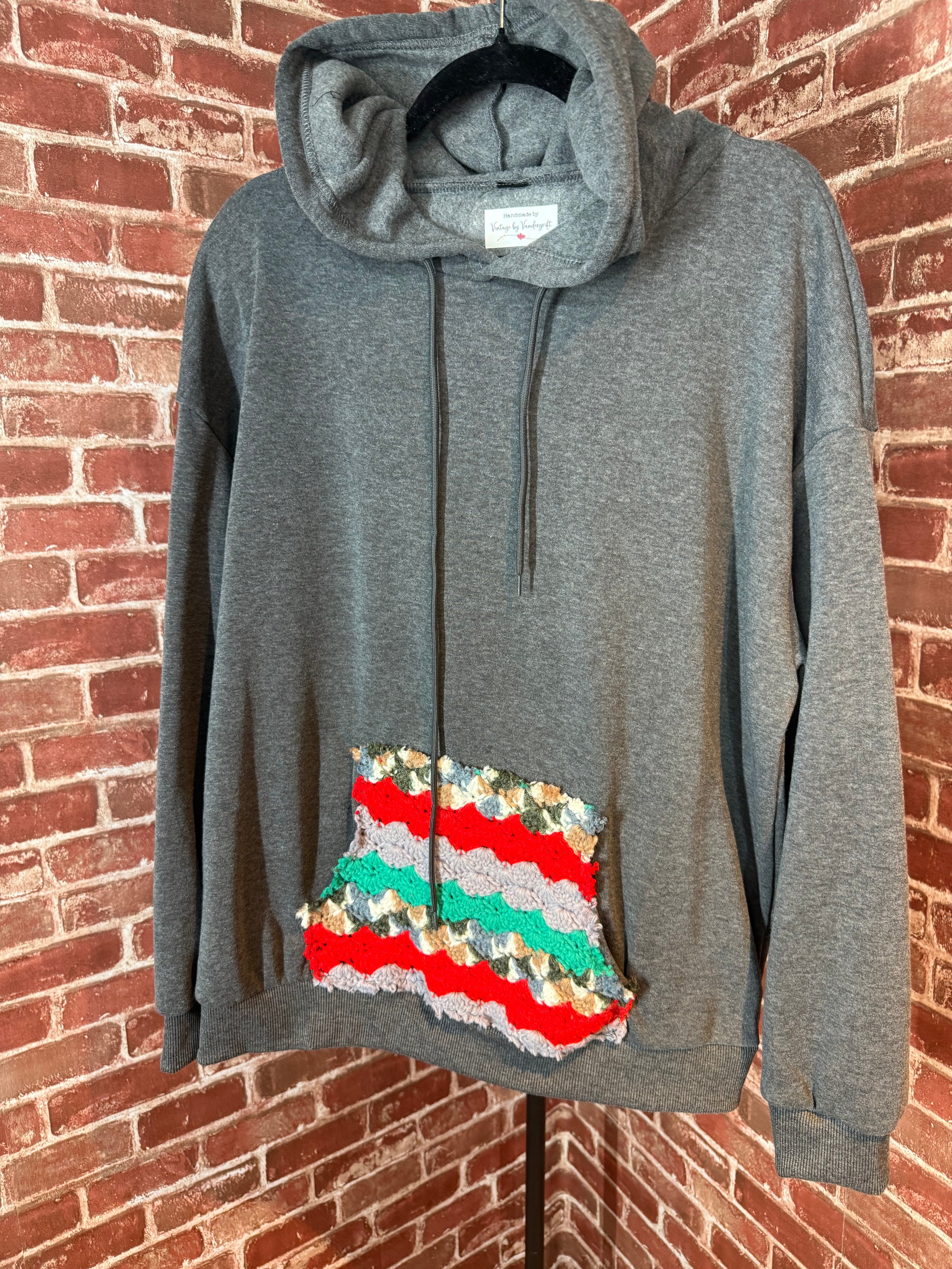 Afghan Pocket Hoodie Gray- XLarge