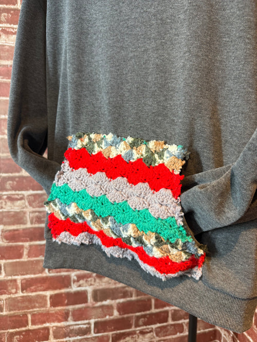 Afghan Pocket Hoodie Gray- XLarge